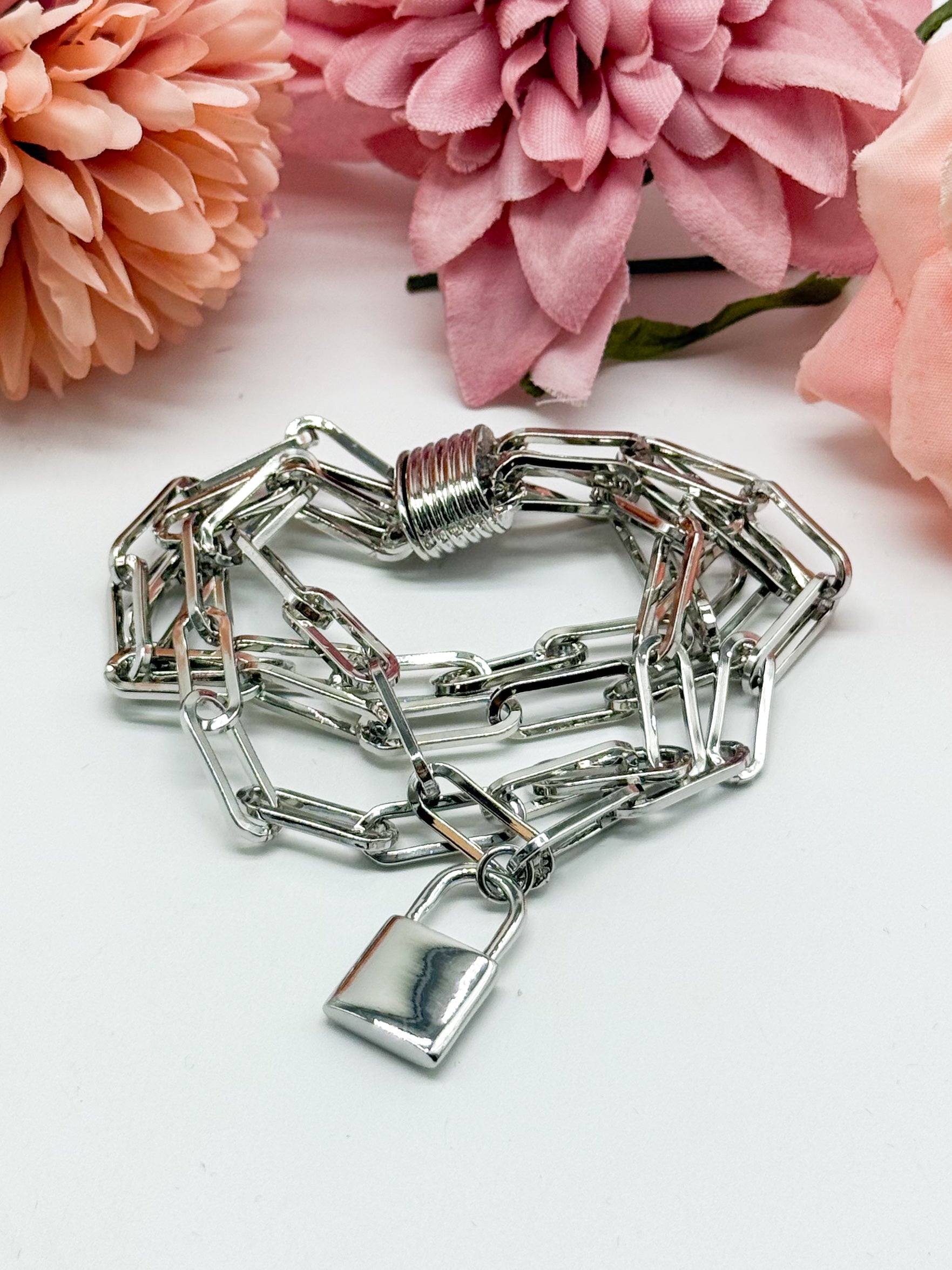 Paper Clip Lock Bracelet-310 Jewelry-JOSEPH ANTHONY NY, INC.-Heathered Boho Boutique, Women's Fashion and Accessories in Palmetto, FL