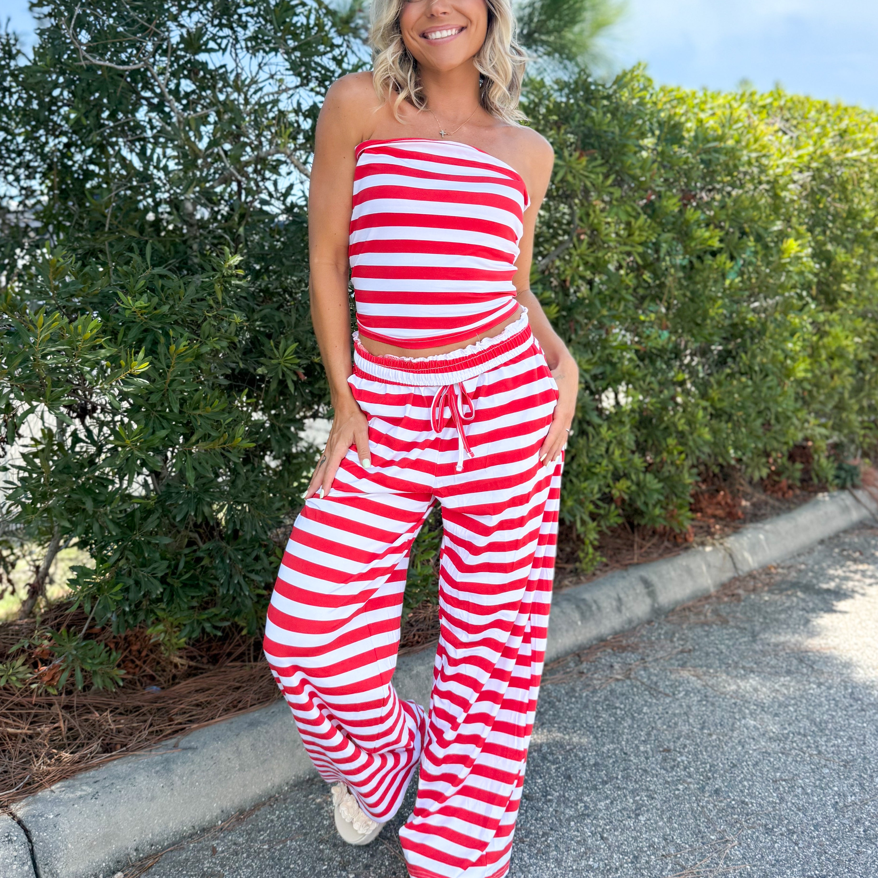 Saylor Stripe Set-240 ACTIVEWEAR/SETS-BLAKELEY-Heathered Boho Boutique, Women's Fashion and Accessories in Palmetto, FL