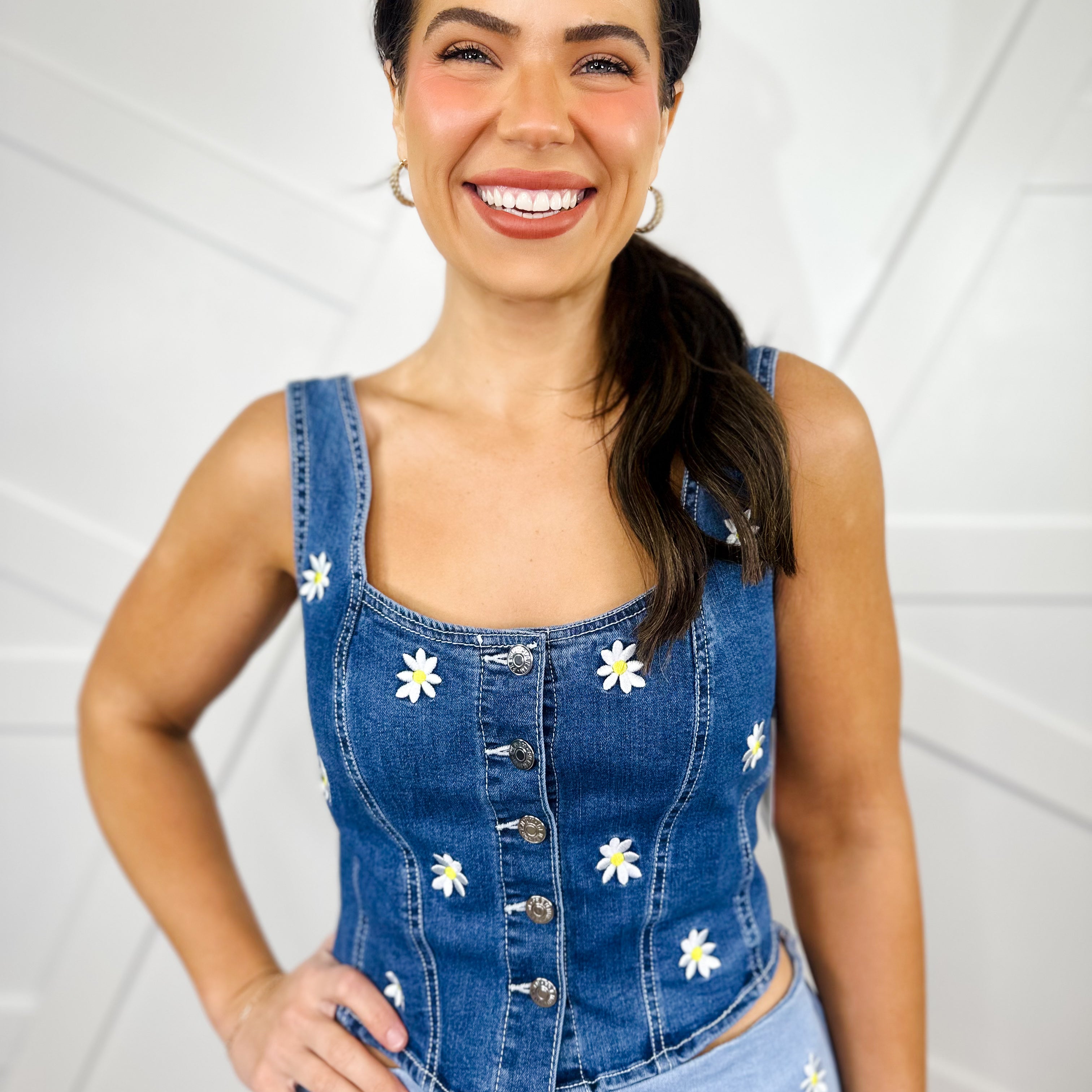 Daisy Jones Denim Vest-100 TANK/CROP TOPS-Love Tree-Heathered Boho Boutique, Women's Fashion and Accessories in Palmetto, FL