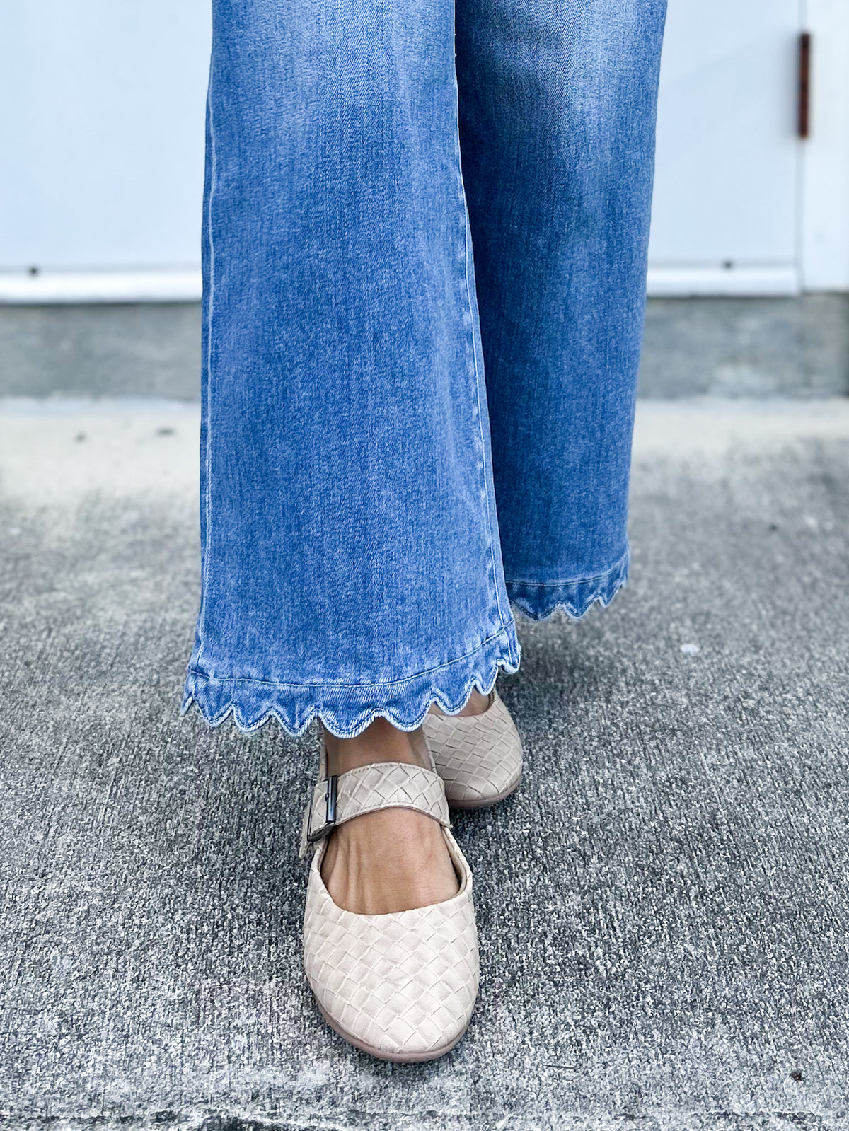 Scalloped & Styled Wide Leg Jeans By Risen-190 JEANS-RISEN-Heathered Boho Boutique, Women's Fashion and Accessories in Palmetto, FL