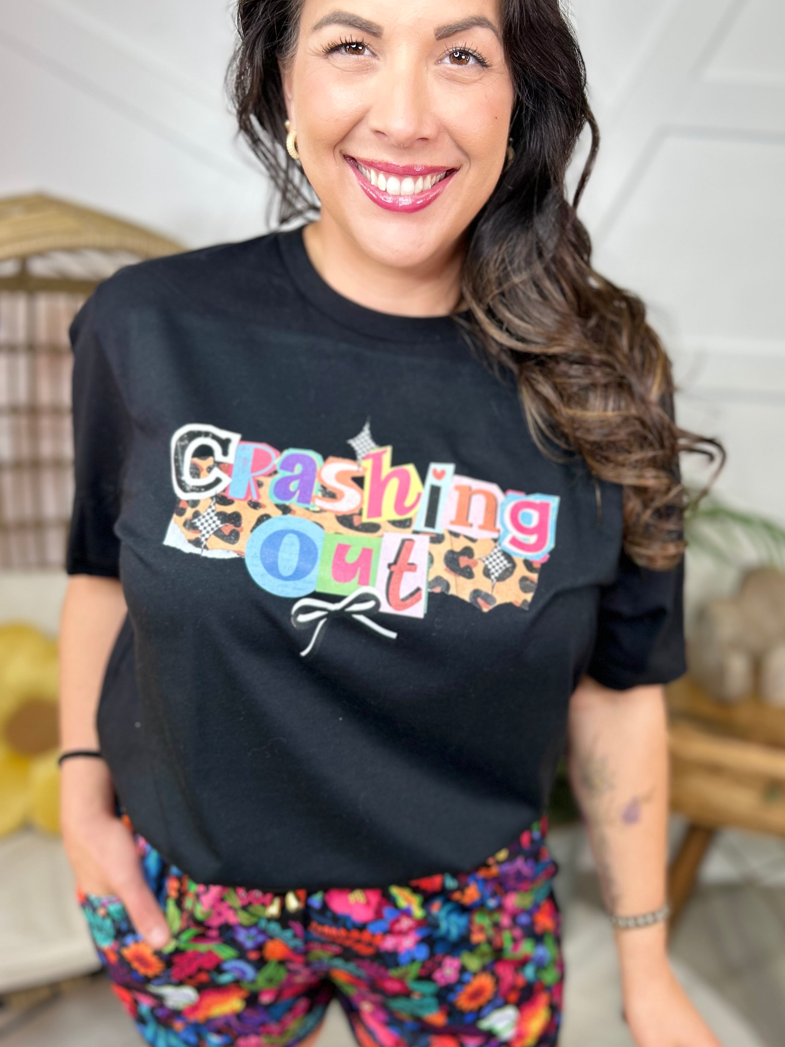 Crashing Out Graphic Tee-130 Graphic Tees-Heathered Boho-Heathered Boho Boutique, Women's Fashion and Accessories in Palmetto, FL