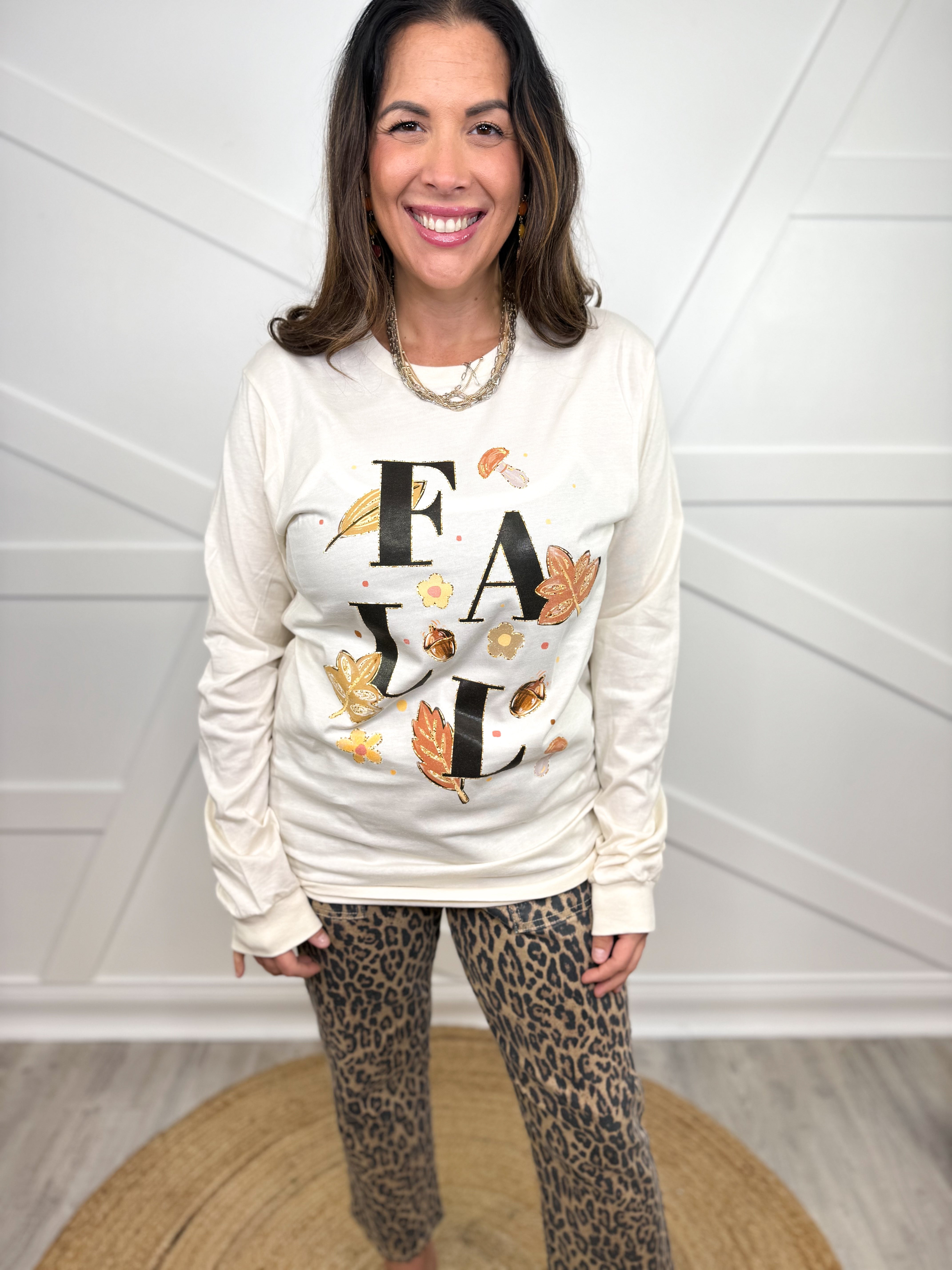 FALLing Leaves Graphic Long Sleeve-130 Graphic Tees-Heathered Boho-Heathered Boho Boutique, Women's Fashion and Accessories in Palmetto, FL