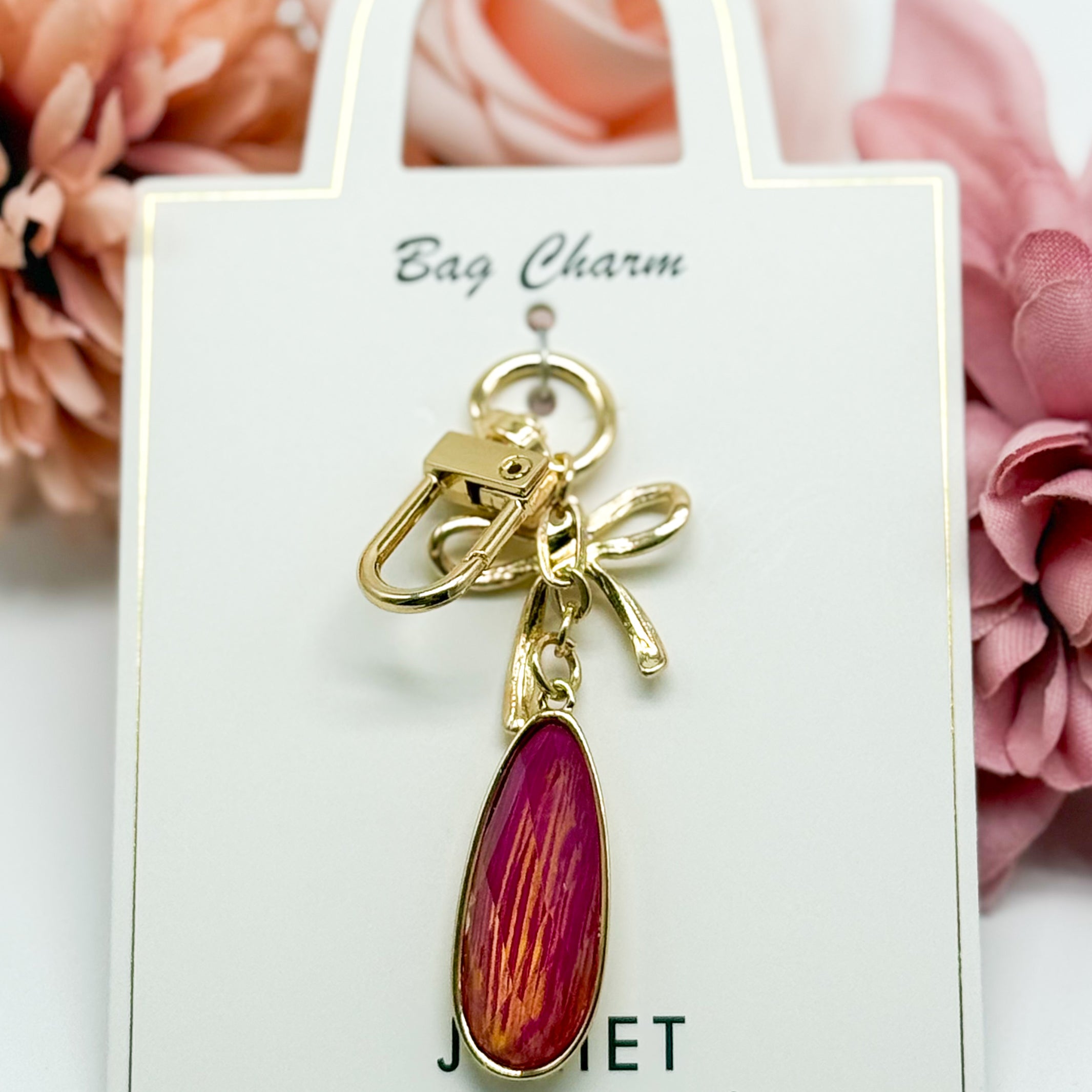 Bow Tear Drop Bag Charm-310 Jewelry-RM Manufacturing-Heathered Boho Boutique, Women's Fashion and Accessories in Palmetto, FL