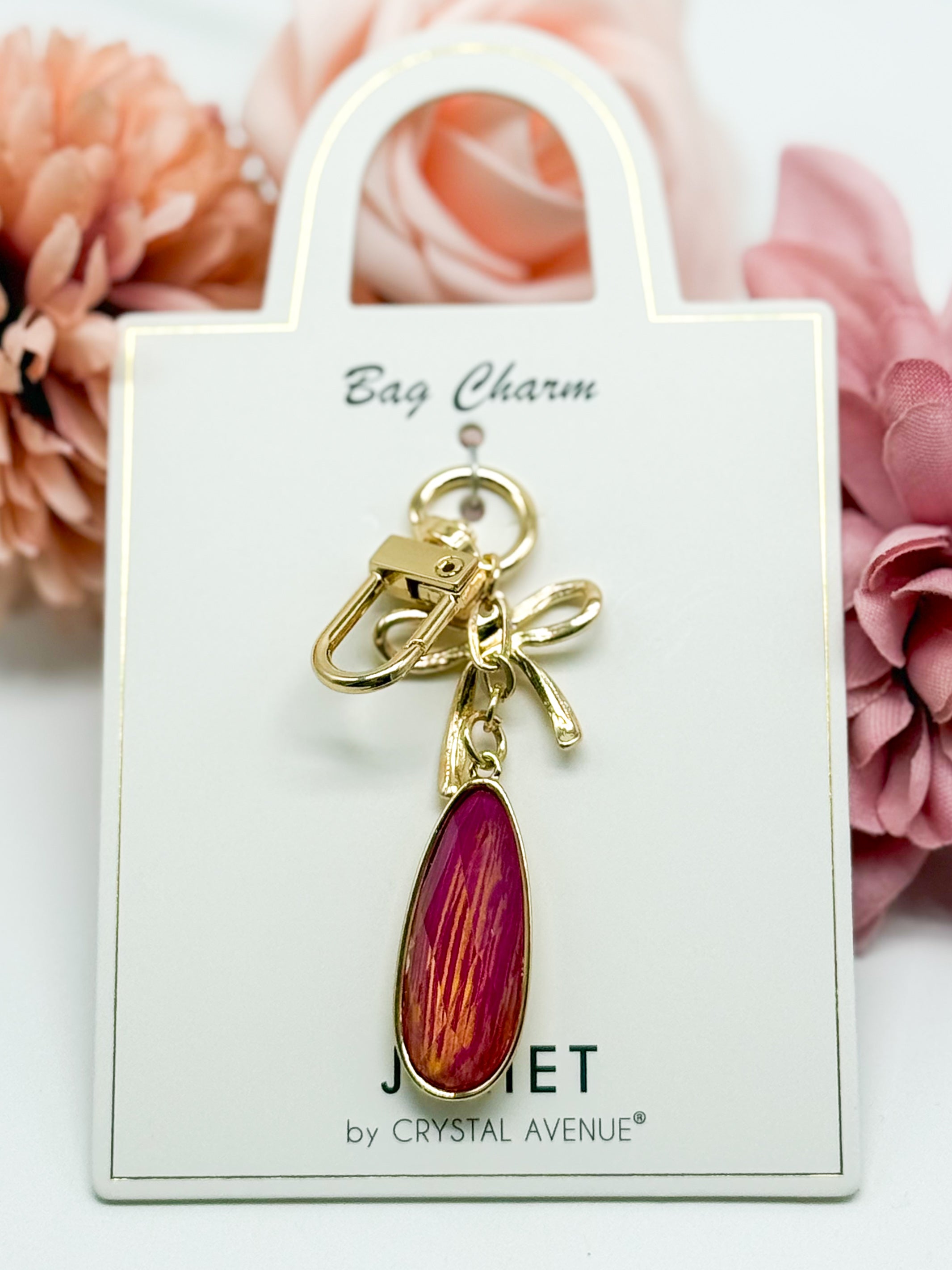 Bow Tear Drop Bag Charm-310 Jewelry-RM Manufacturing-Heathered Boho Boutique, Women's Fashion and Accessories in Palmetto, FL