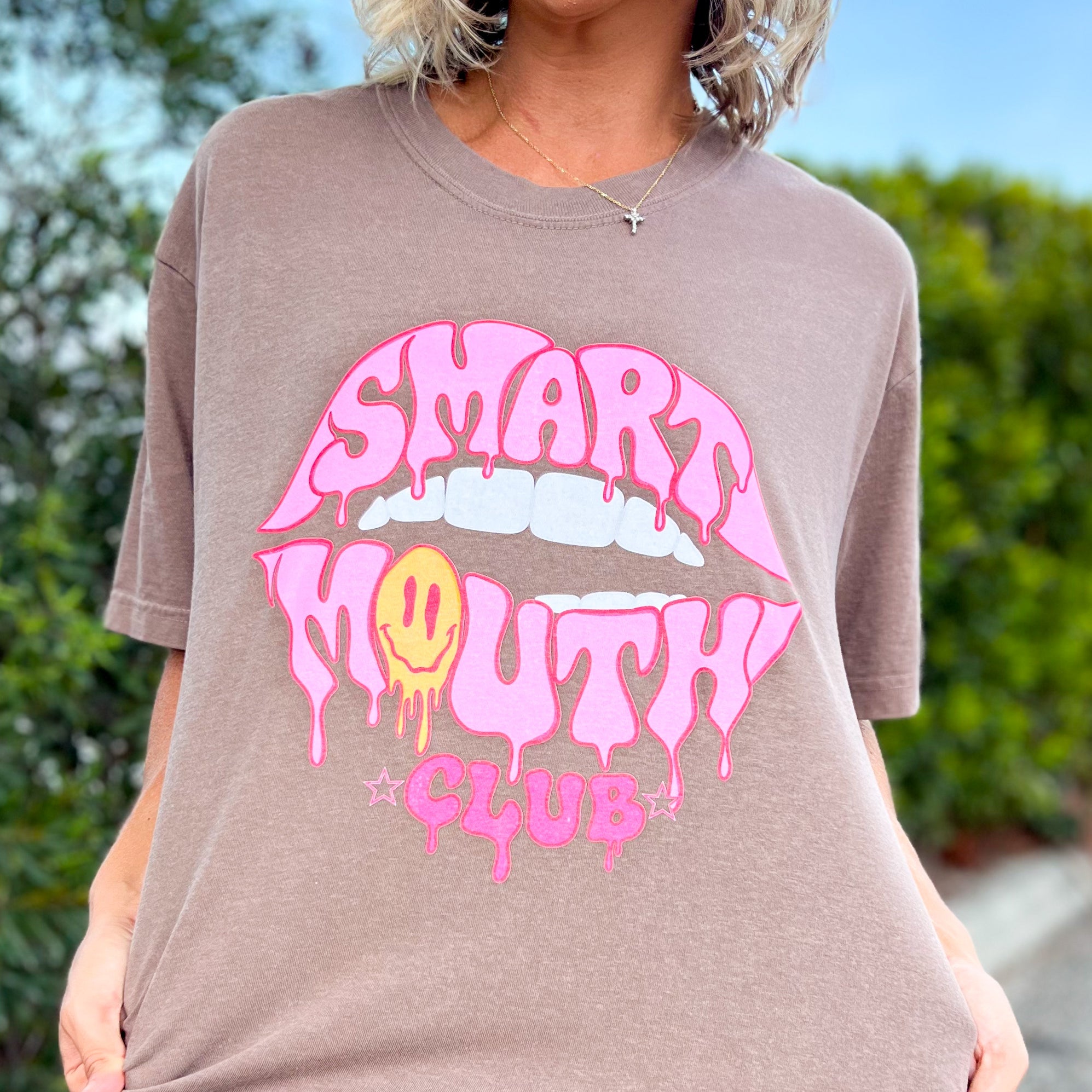 Smart Mouth Club Graphic Tee-130 GRAPHIC TEE-Heathered Boho-Heathered Boho Boutique, Women's Fashion and Accessories in Palmetto, FL
