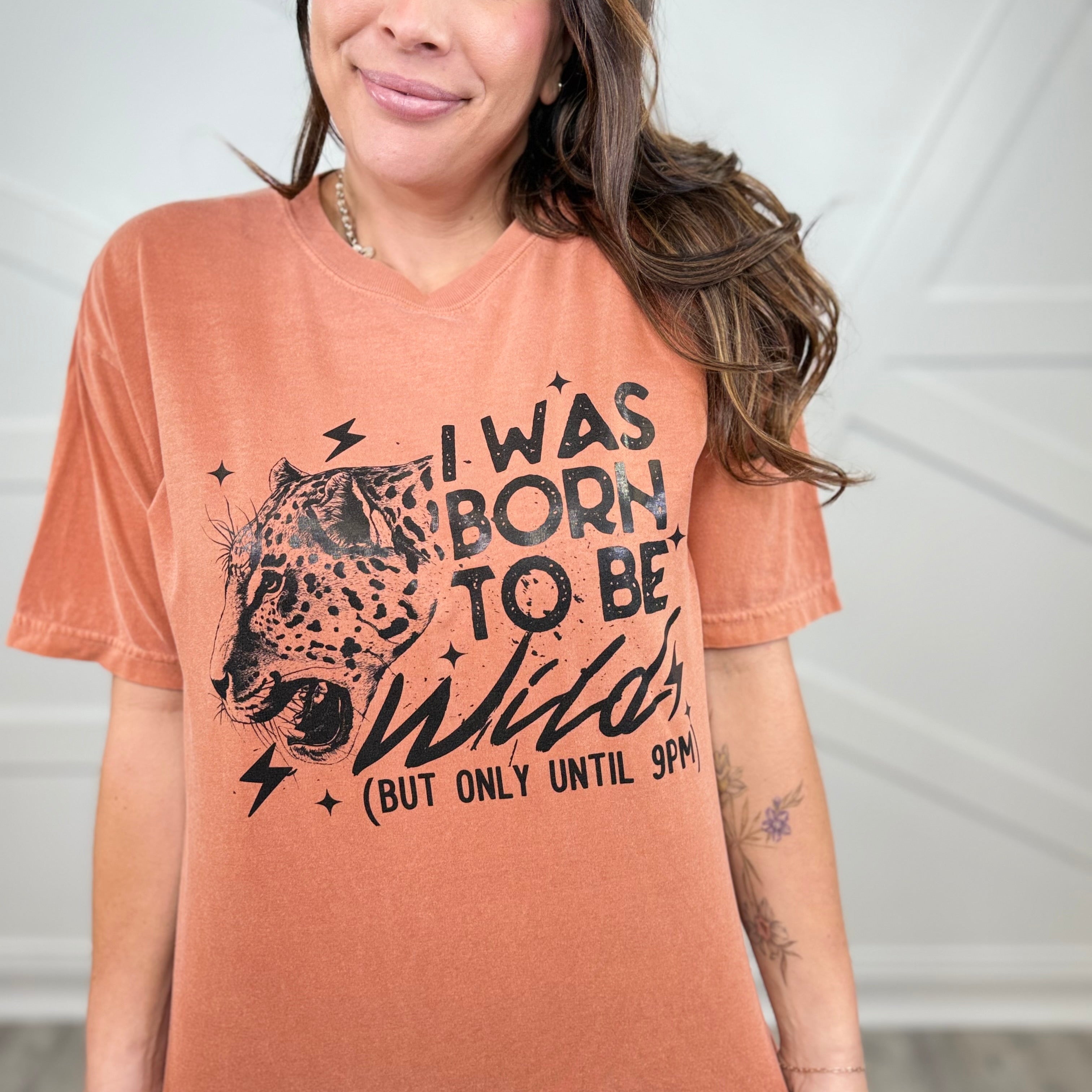 Wild Until 9 Graphic Tee- Black Text-130 Graphic Tees-Heathered Boho-Heathered Boho Boutique, Women's Fashion and Accessories in Palmetto, FL