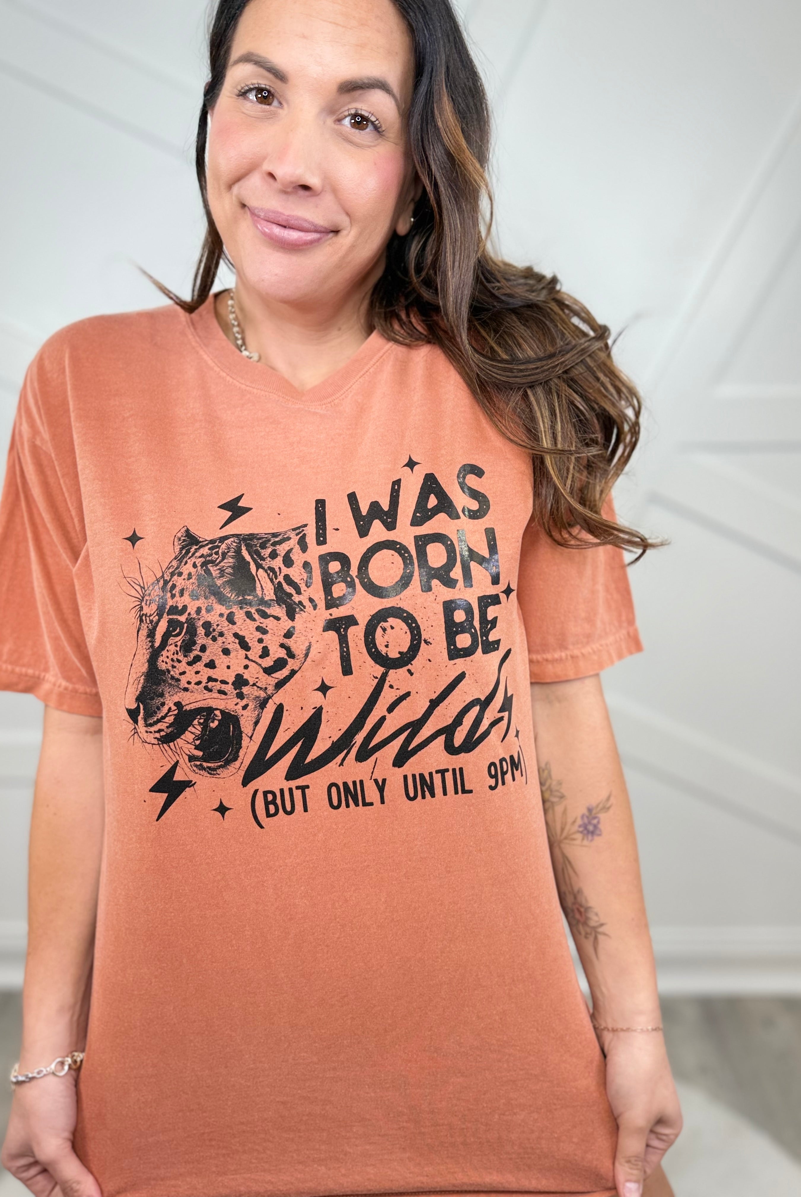 Wild Until 9 Graphic Tee- Black Text-130 Graphic Tees-Heathered Boho-Heathered Boho Boutique, Women's Fashion and Accessories in Palmetto, FL