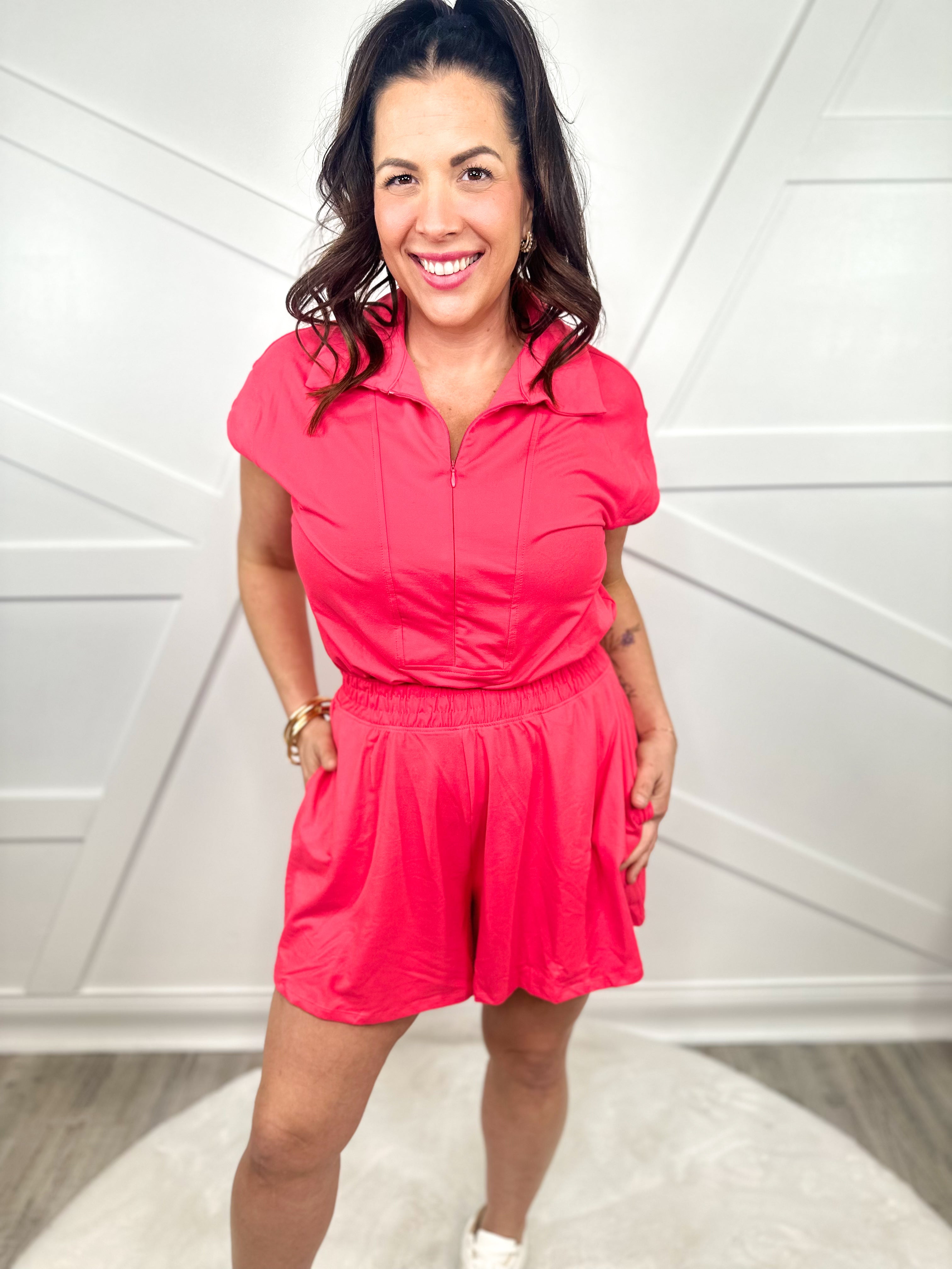 RESTOCK : Game Set Match Romper-230 Dresses/Jumpsuits/Rompers-Rae Mode-Heathered Boho Boutique, Women's Fashion and Accessories in Palmetto, FL