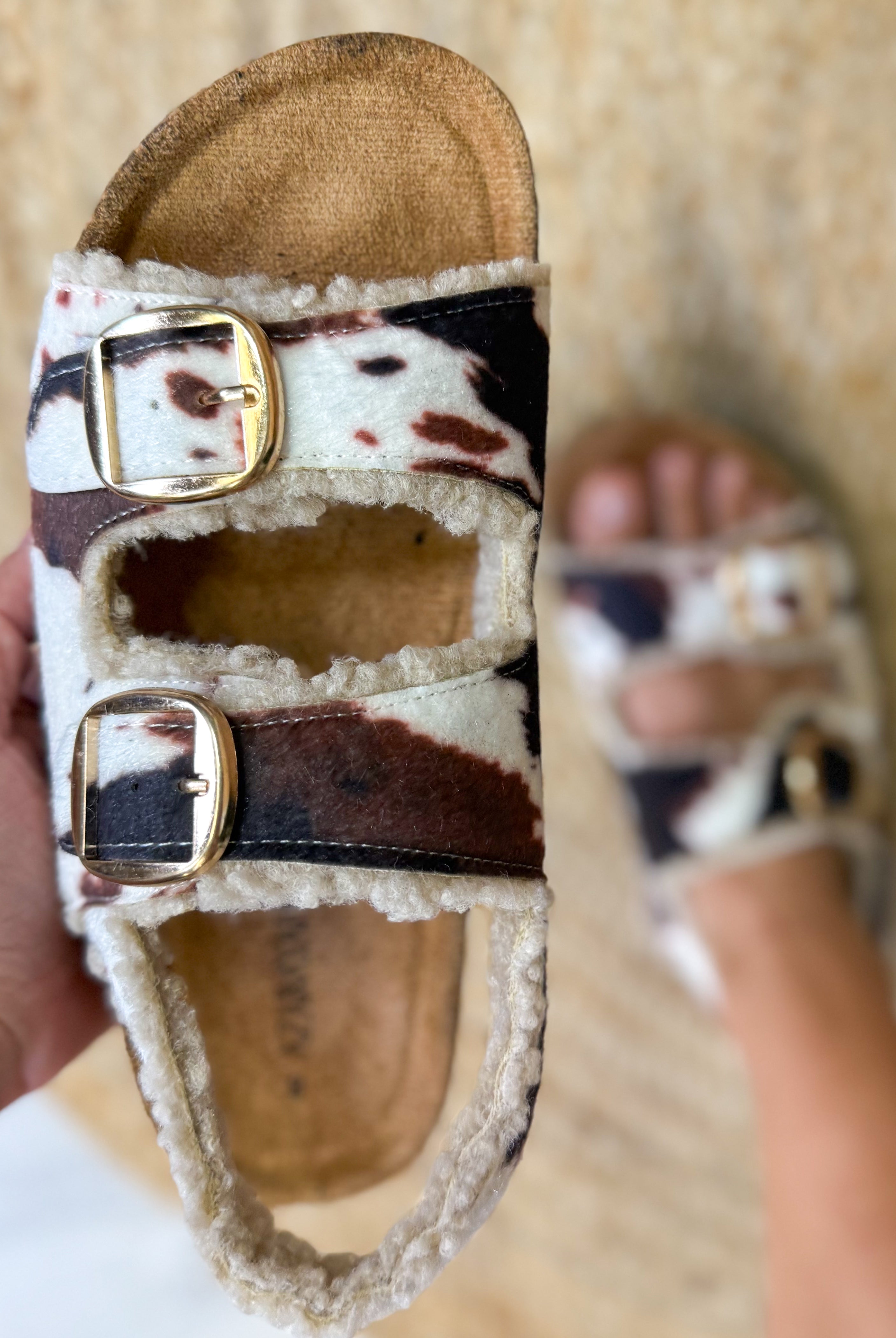 Black Friday: Maple Slippers - Cow-350 SHOES-Azarayah-Heathered Boho Boutique, Women's Fashion and Accessories in Palmetto, FL