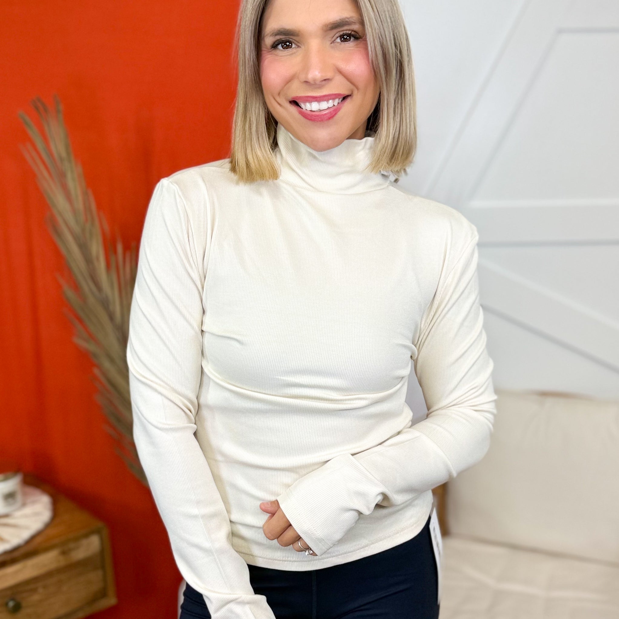 RESTOCK: Good Feeling Turtleneck Top-120 Long Sleeve Tops-Mono B-Heathered Boho Boutique, Women's Fashion and Accessories in Palmetto, FL