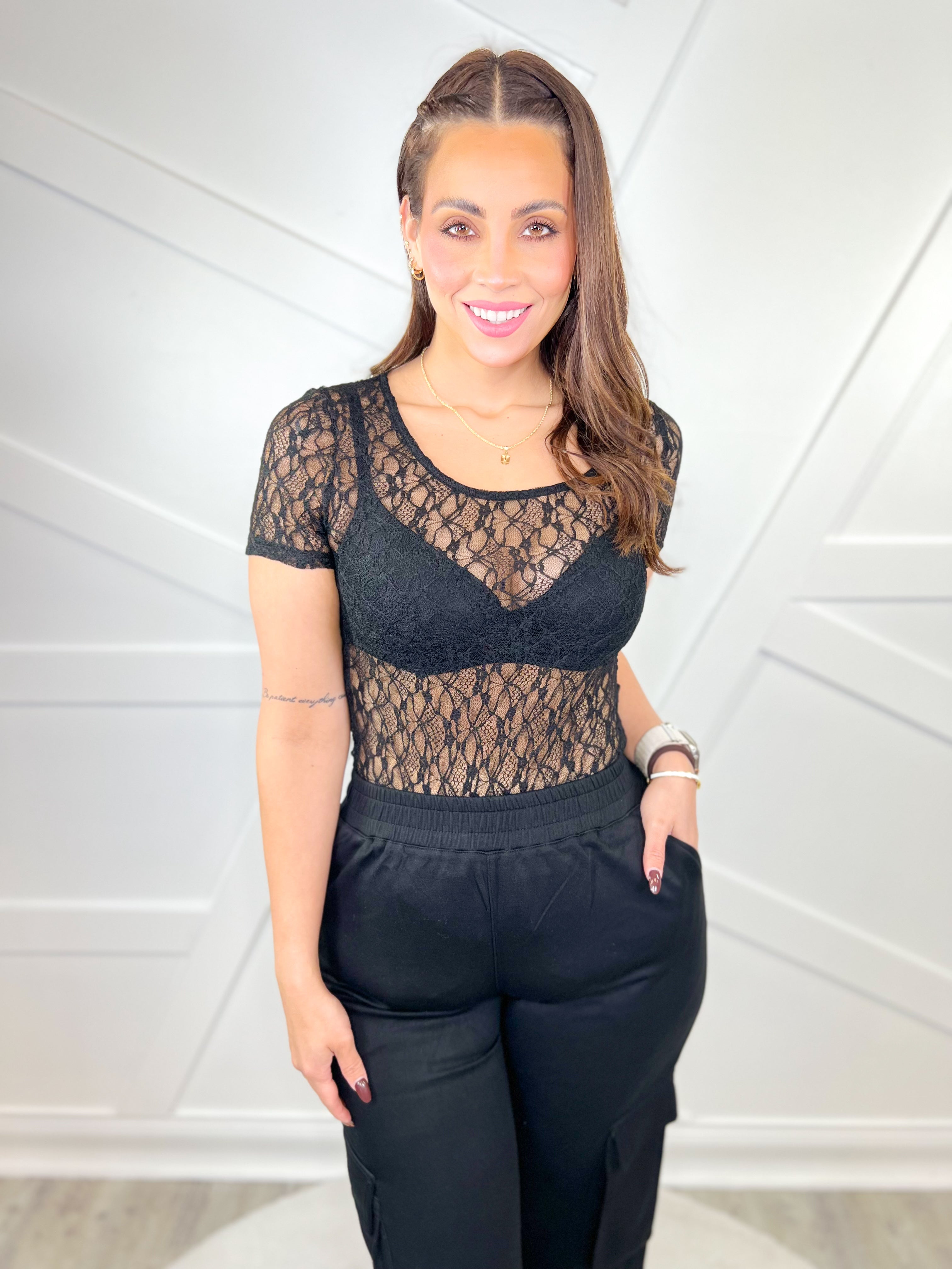 Maddie Short Sleeve Mesh Bodysuit-140 Body Suits/ Intimates-WHITE BIRCH-Heathered Boho Boutique, Women's Fashion and Accessories in Palmetto, FL