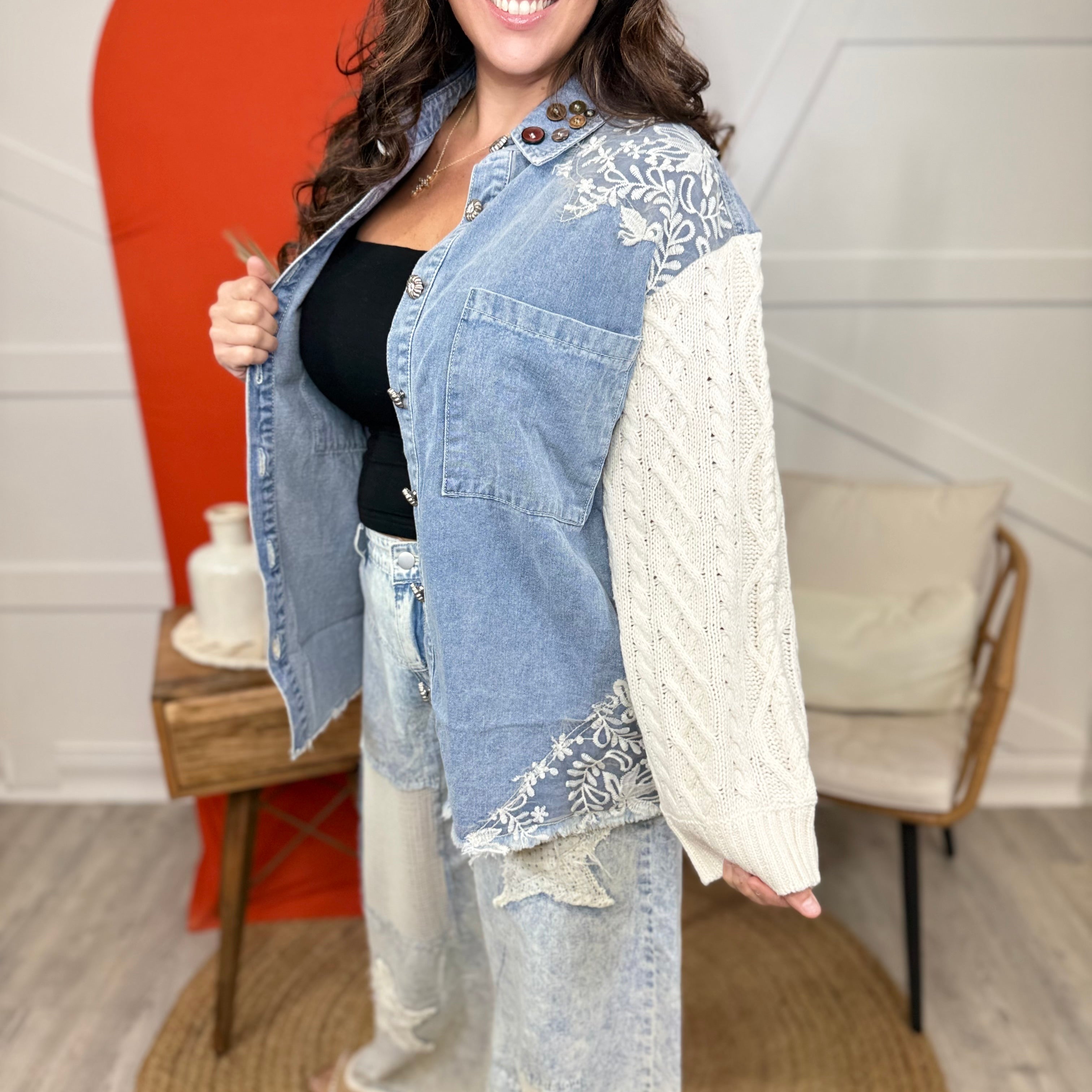 Restock: Take Me Downtown Shacket-200 JACKETS/SHACKETS-POL-Heathered Boho Boutique, Women's Fashion and Accessories in Palmetto, FL