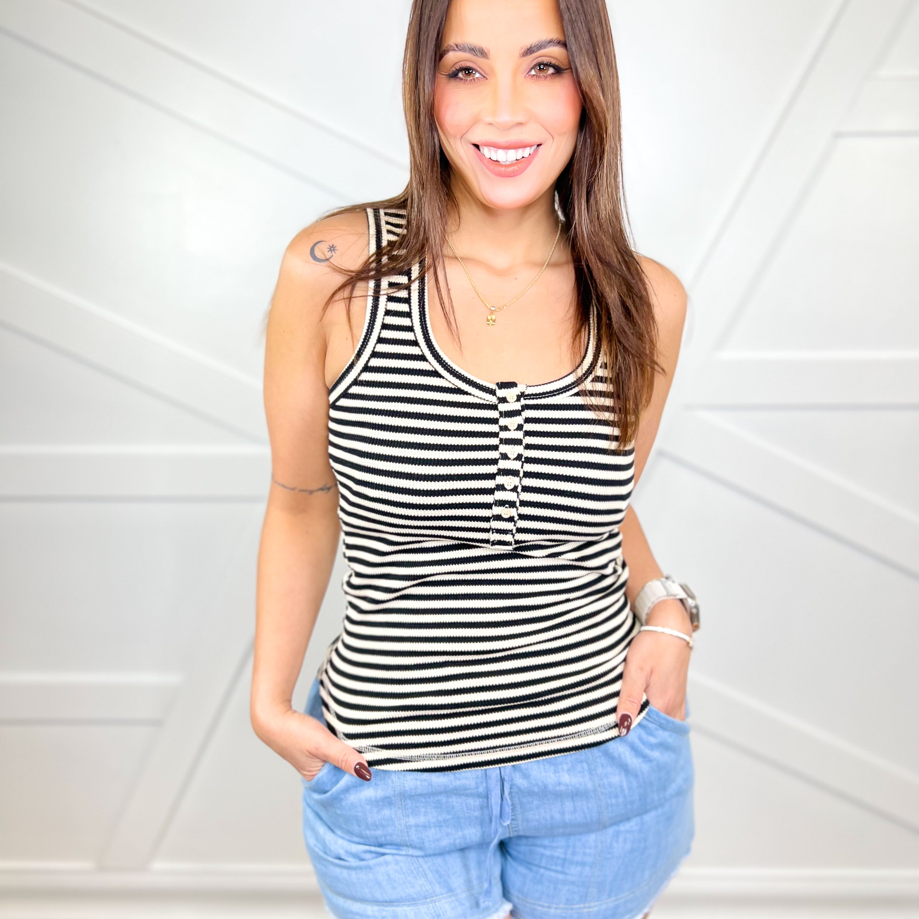 Dionne Striped Tank Top-100 TANK/CROP TOPS-VERY J-Heathered Boho Boutique, Women's Fashion and Accessories in Palmetto, FL