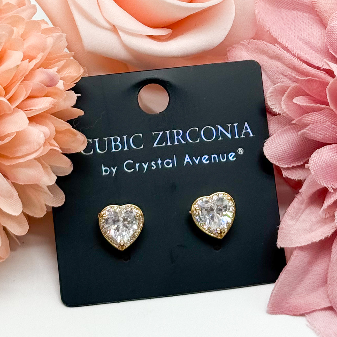 CZ Heart Stud Earring-310 Jewelry-RM Manufacturing-Heathered Boho Boutique, Women's Fashion and Accessories in Palmetto, FL