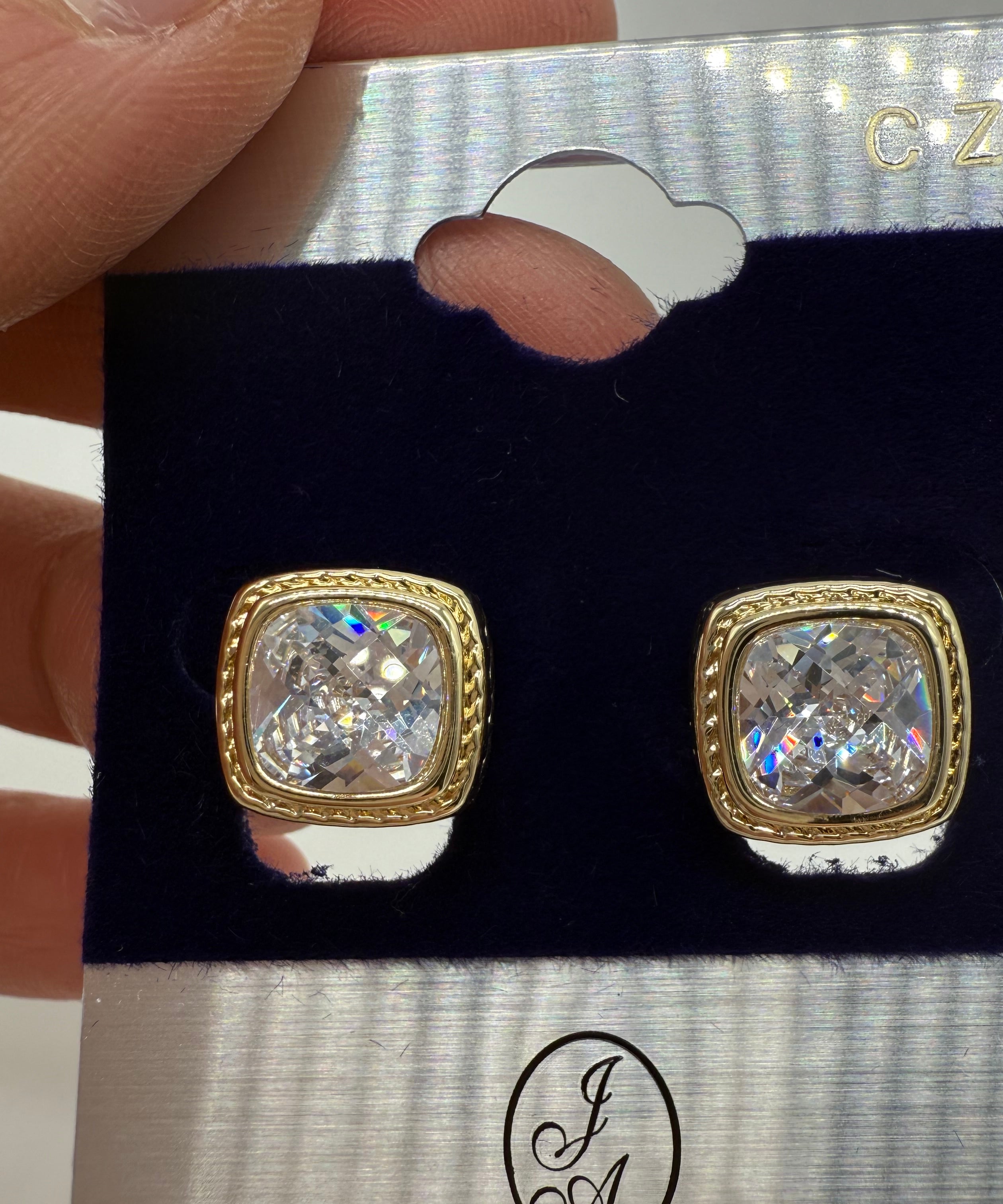 Square CZ Studs-310 Jewelry-Joseph Anthony NY, Inc-Heathered Boho Boutique, Women's Fashion and Accessories in Palmetto, FL