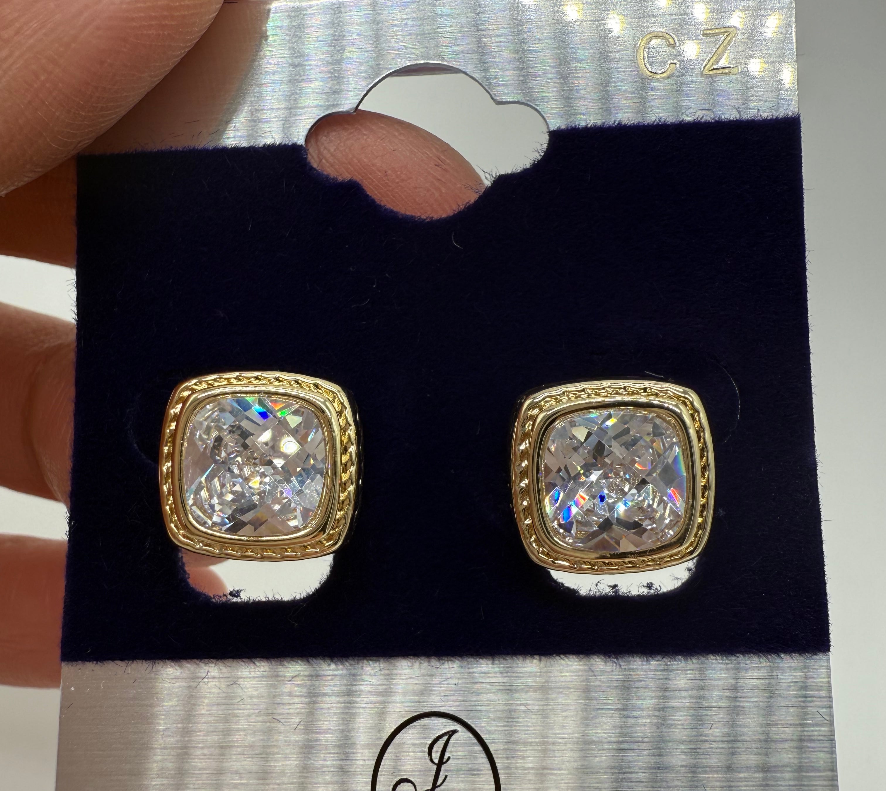 Square CZ Studs-310 Jewelry-Joseph Anthony NY, Inc-Heathered Boho Boutique, Women's Fashion and Accessories in Palmetto, FL