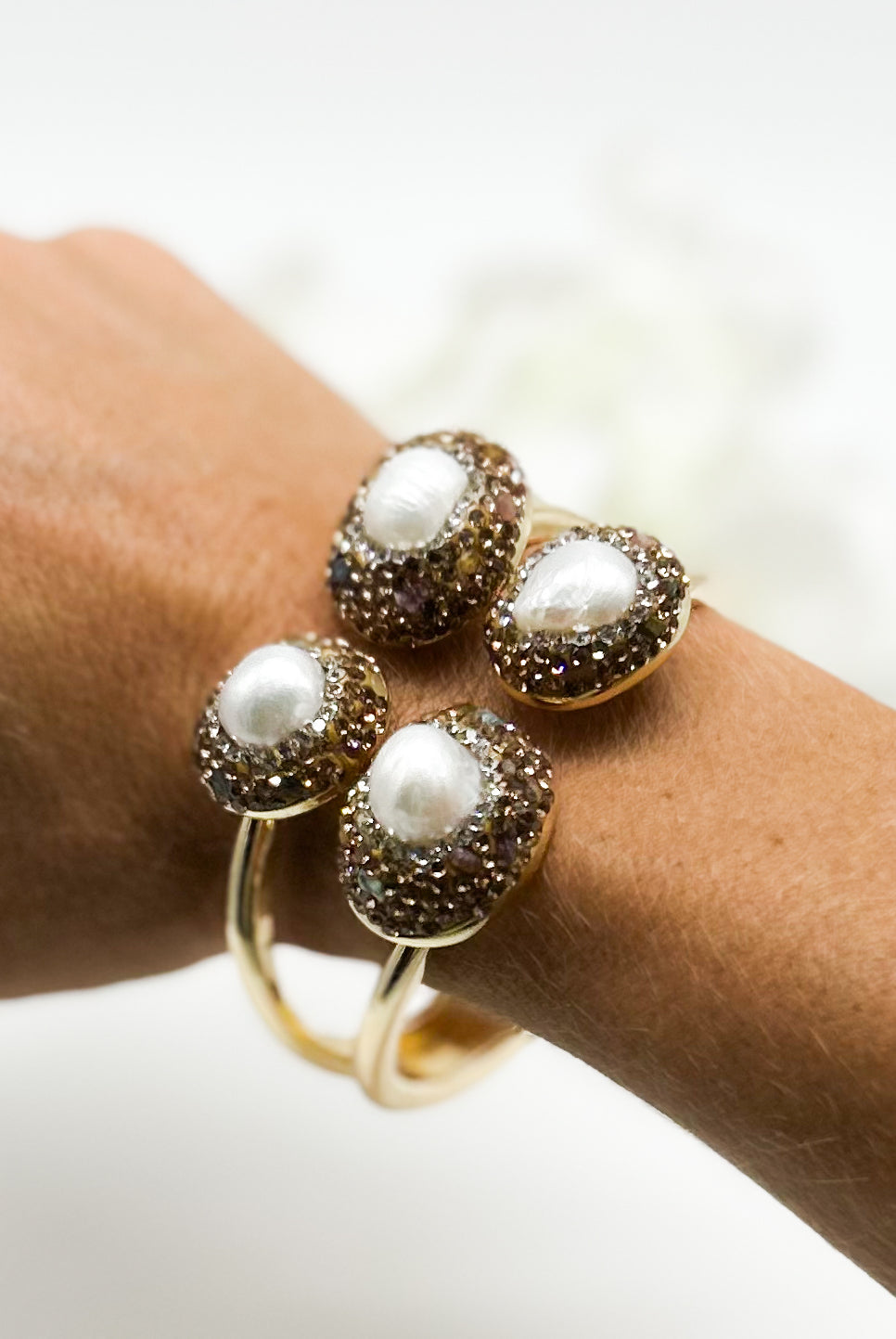 Pearl Bangle Bracelet-310 Jewelry-NIHAO JEWELRY-Heathered Boho Boutique, Women's Fashion and Accessories in Palmetto, FL