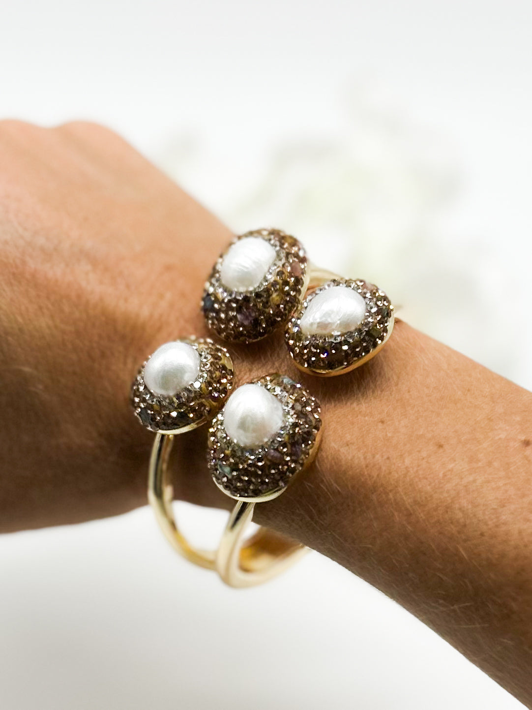 Pearl Bangle Bracelet-310 Jewelry-NIHAO JEWELRY-Heathered Boho Boutique, Women's Fashion and Accessories in Palmetto, FL
