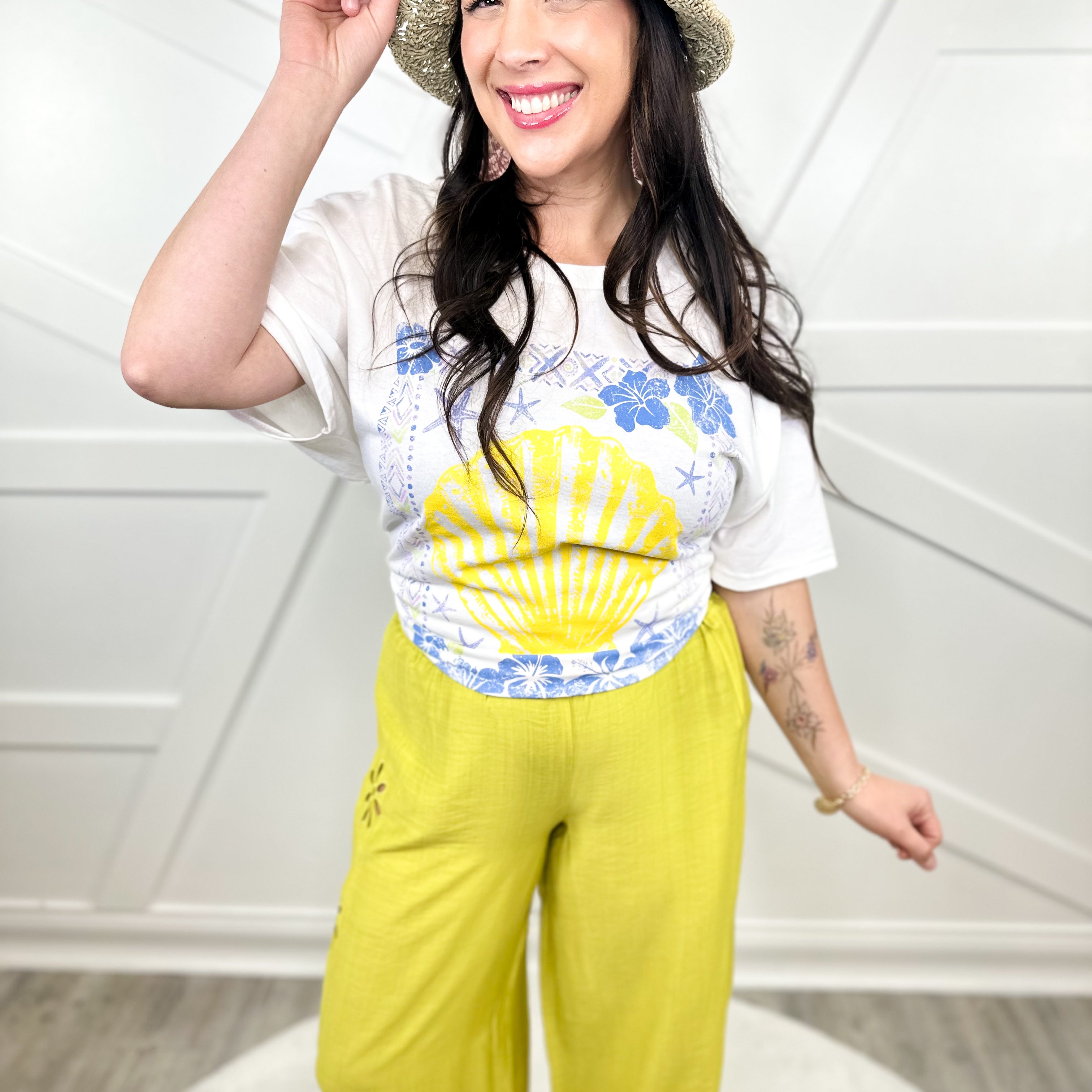 Seashell Graphic Tee-130 Graphic Tees-Sweet Claire-Heathered Boho Boutique, Women's Fashion and Accessories in Palmetto, FL