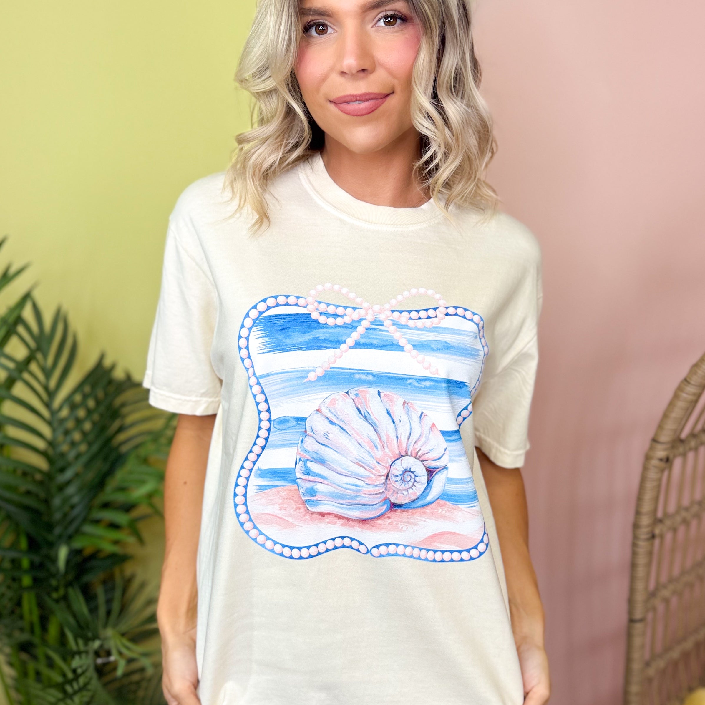 Coastal Seashell Graphic Tee-130 Graphic Tees-Heathered Boho-Heathered Boho Boutique, Women's Fashion and Accessories in Palmetto, FL