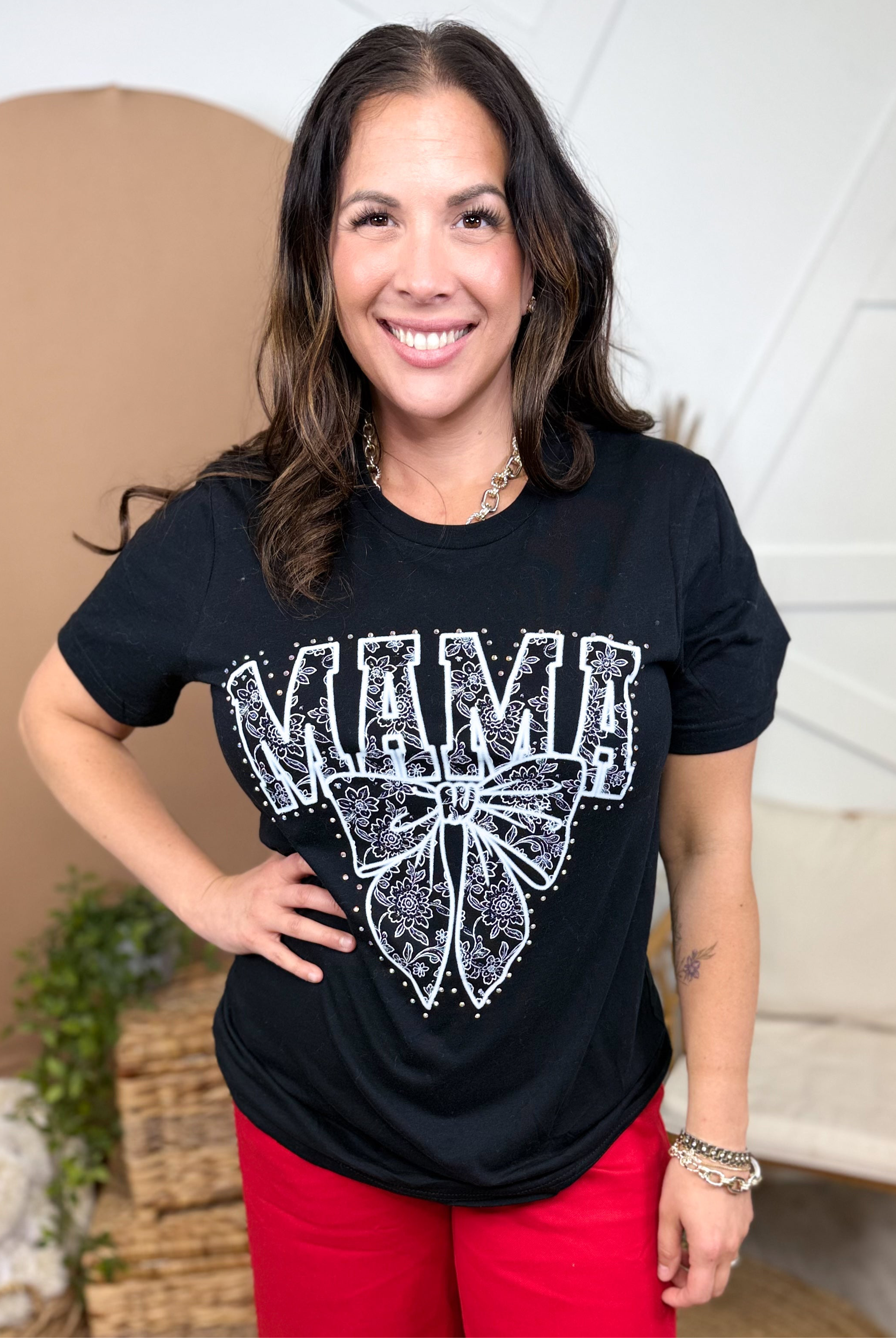 Mama With Bling Graphic Tee-130 Graphic Tees-Lucky & Blessed Life-Heathered Boho Boutique, Women's Fashion and Accessories in Palmetto, FL