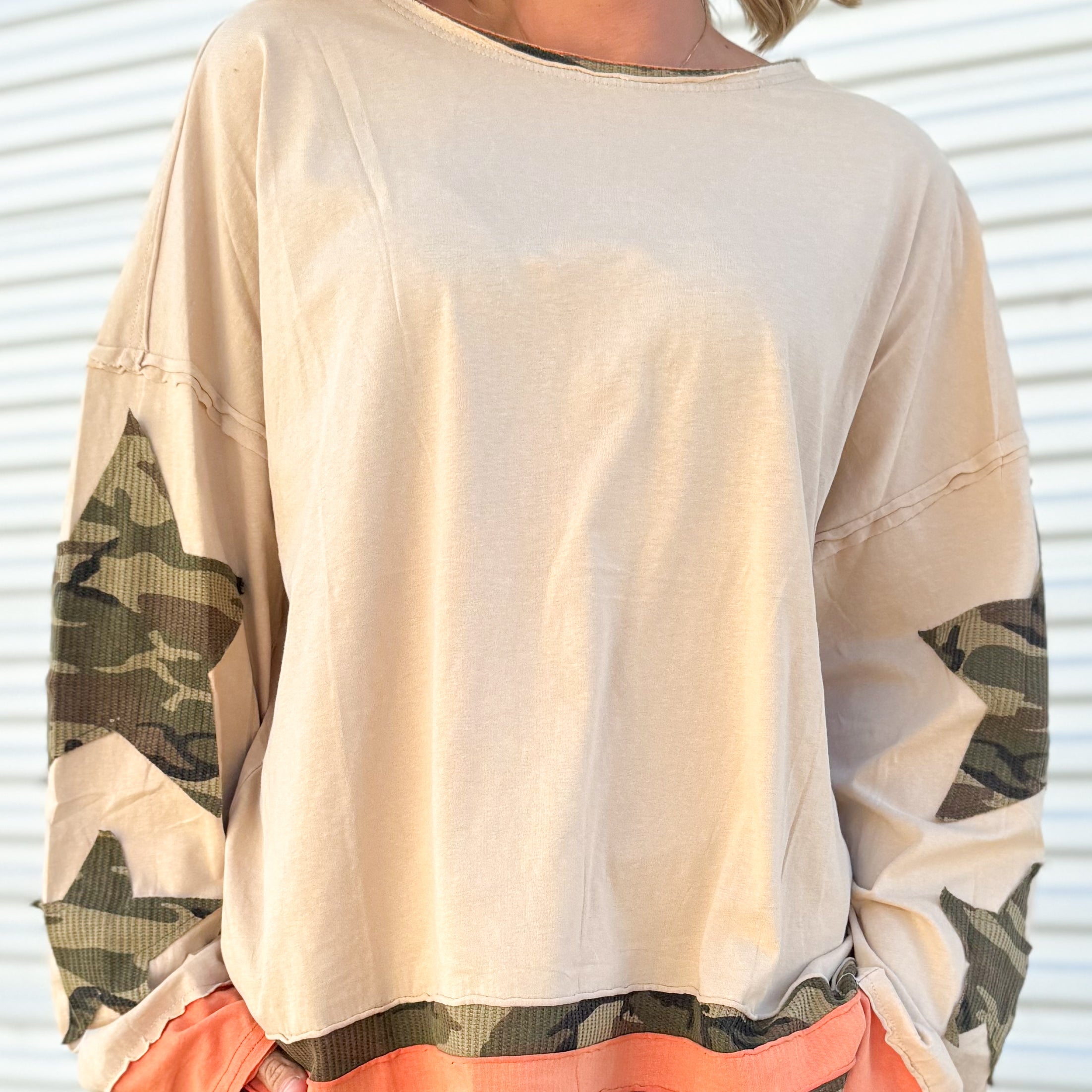 Camo Companion Top-120 LONG SLEEVE TOPS-ODDI-Heathered Boho Boutique, Women's Fashion and Accessories in Palmetto, FL
