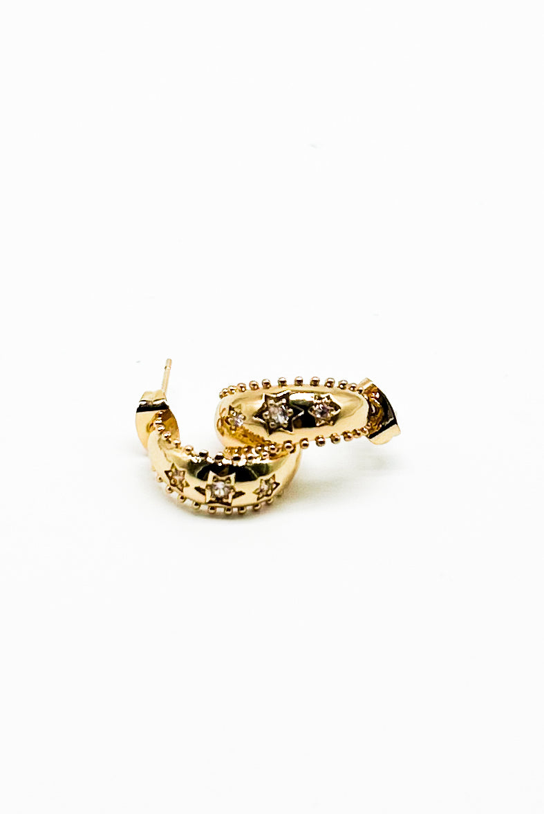 Shimmer Star Half Hoop Earring-310 Jewelry-NIHAO JEWELRY-Heathered Boho Boutique, Women's Fashion and Accessories in Palmetto, FL