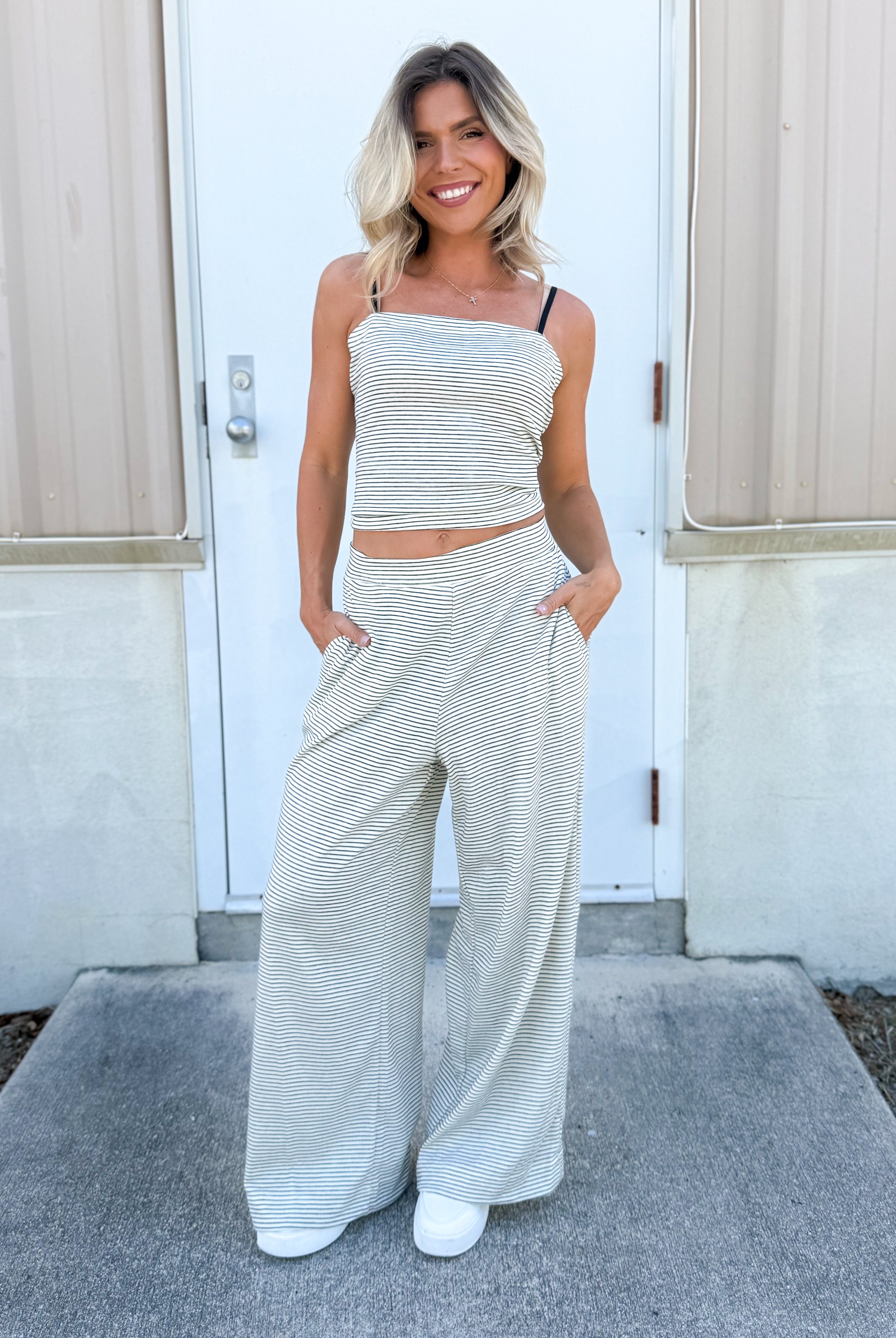 Coastal Cool Striped Set-240 ACTIVEWEAR/SETS-DAVI & DANI-Heathered Boho Boutique, Women's Fashion and Accessories in Palmetto, FL