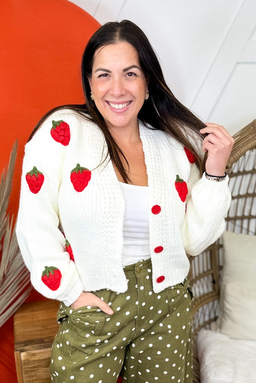 Strawberry Fields Cardigan-220 Cardigans/ Kimonos-SEW IN LOVE-Heathered Boho Boutique, Women's Fashion and Accessories in Palmetto, FL
