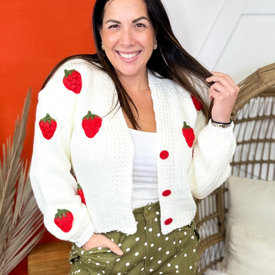 Strawberry Fields Cardigan-220 Cardigans/ Kimonos-SEW IN LOVE-Heathered Boho Boutique, Women's Fashion and Accessories in Palmetto, FL