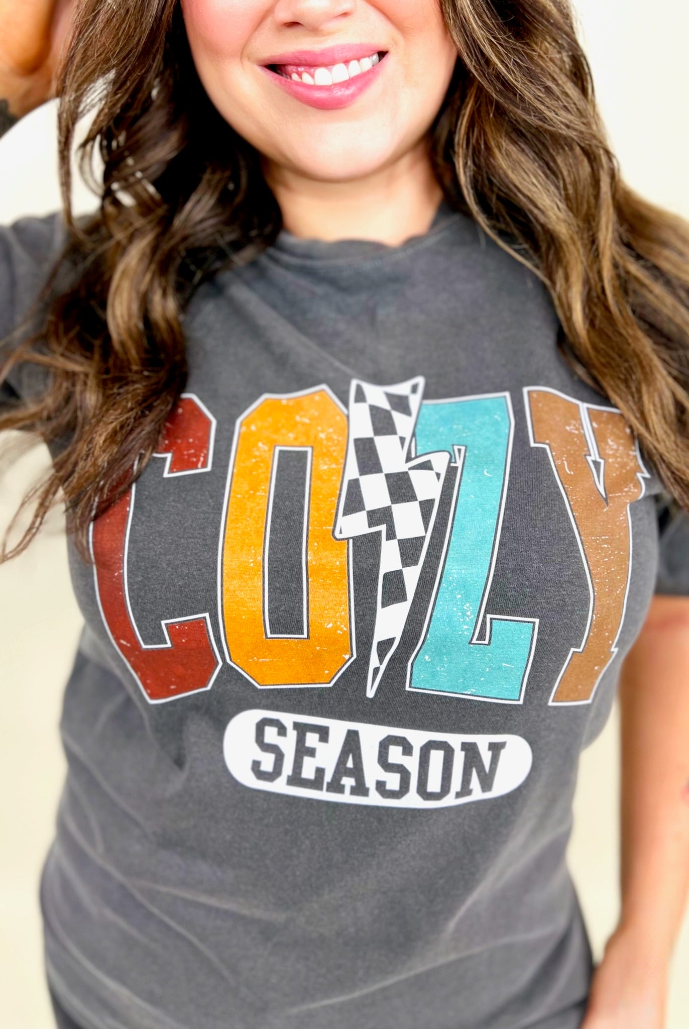 Cozy Season Graphic Tee-130 Graphic Tees-Heathered Boho-Heathered Boho Boutique, Women's Fashion and Accessories in Palmetto, FL