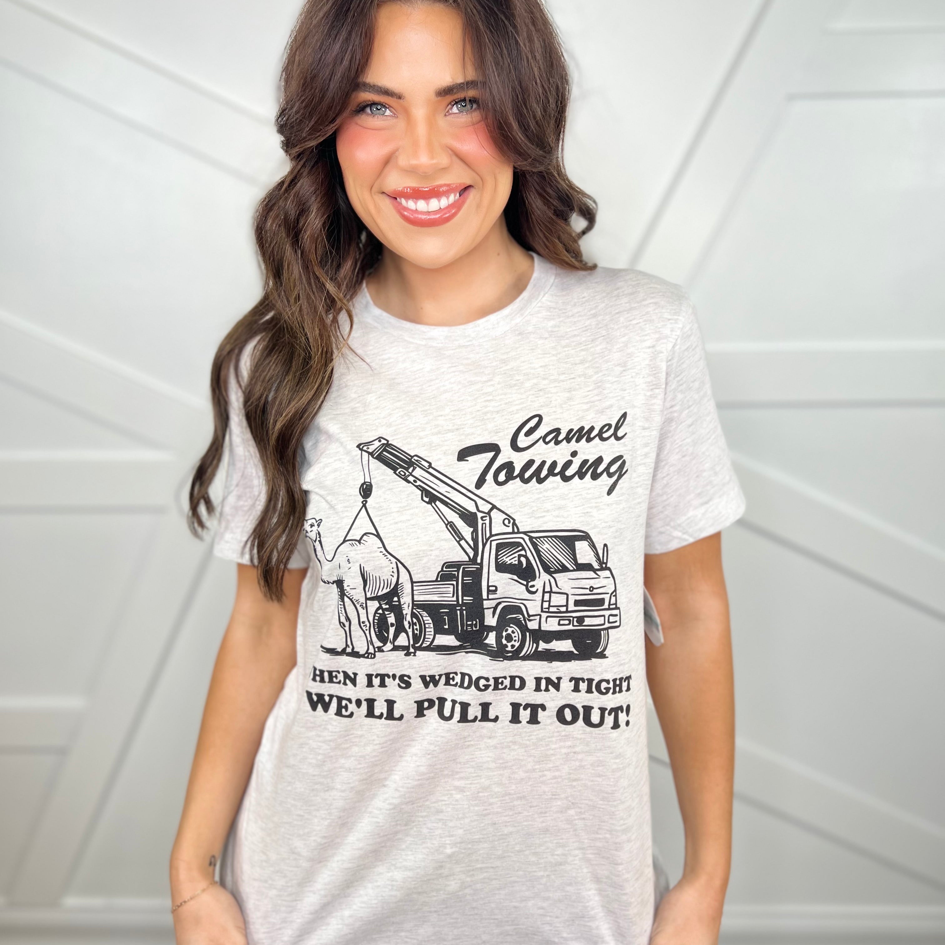 Camel Towing Graphic Tee-130 Graphic Tees-Heathered Boho-Heathered Boho Boutique, Women's Fashion and Accessories in Palmetto, FL