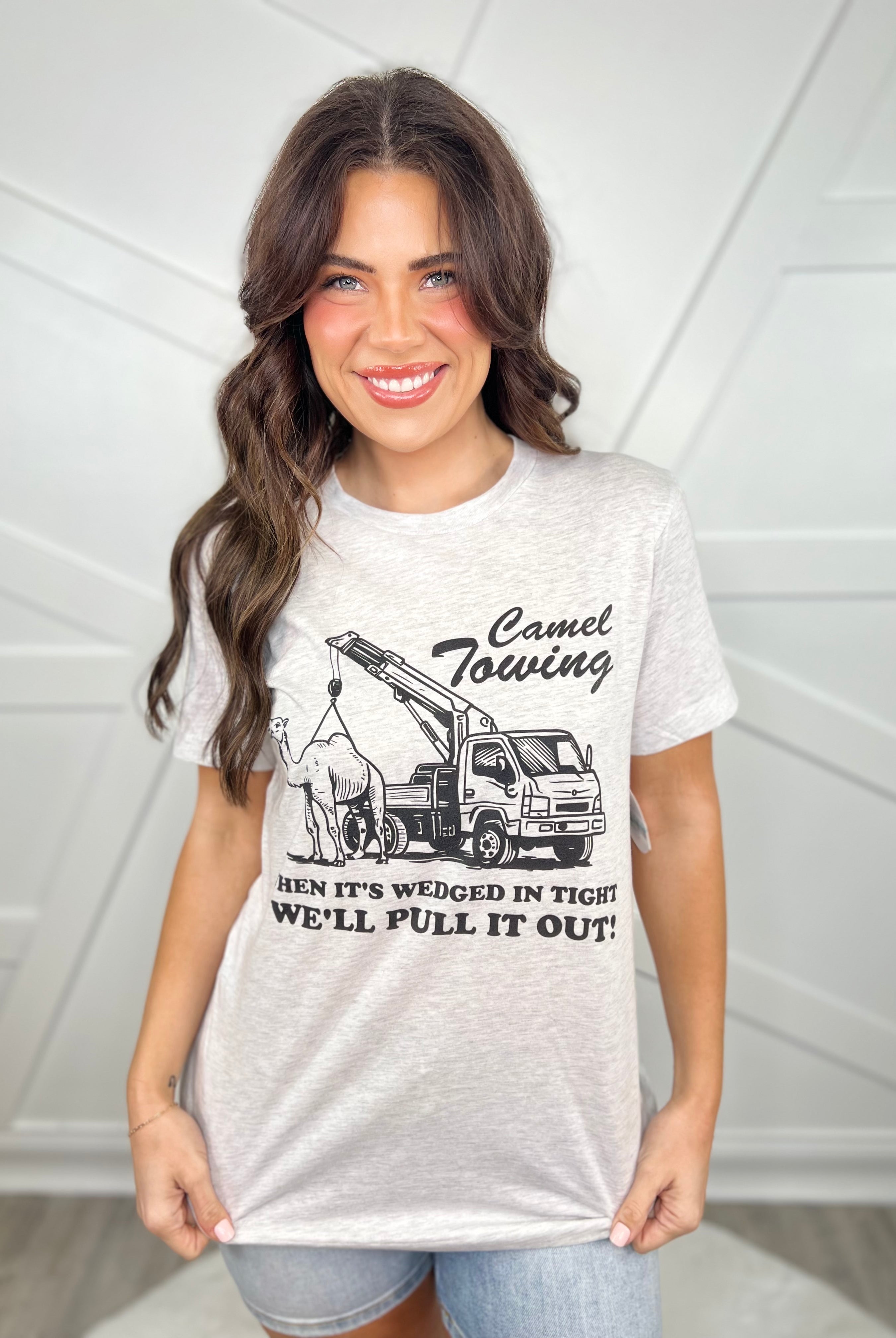 Camel Towing Graphic Tee-130 Graphic Tees-Heathered Boho-Heathered Boho Boutique, Women's Fashion and Accessories in Palmetto, FL