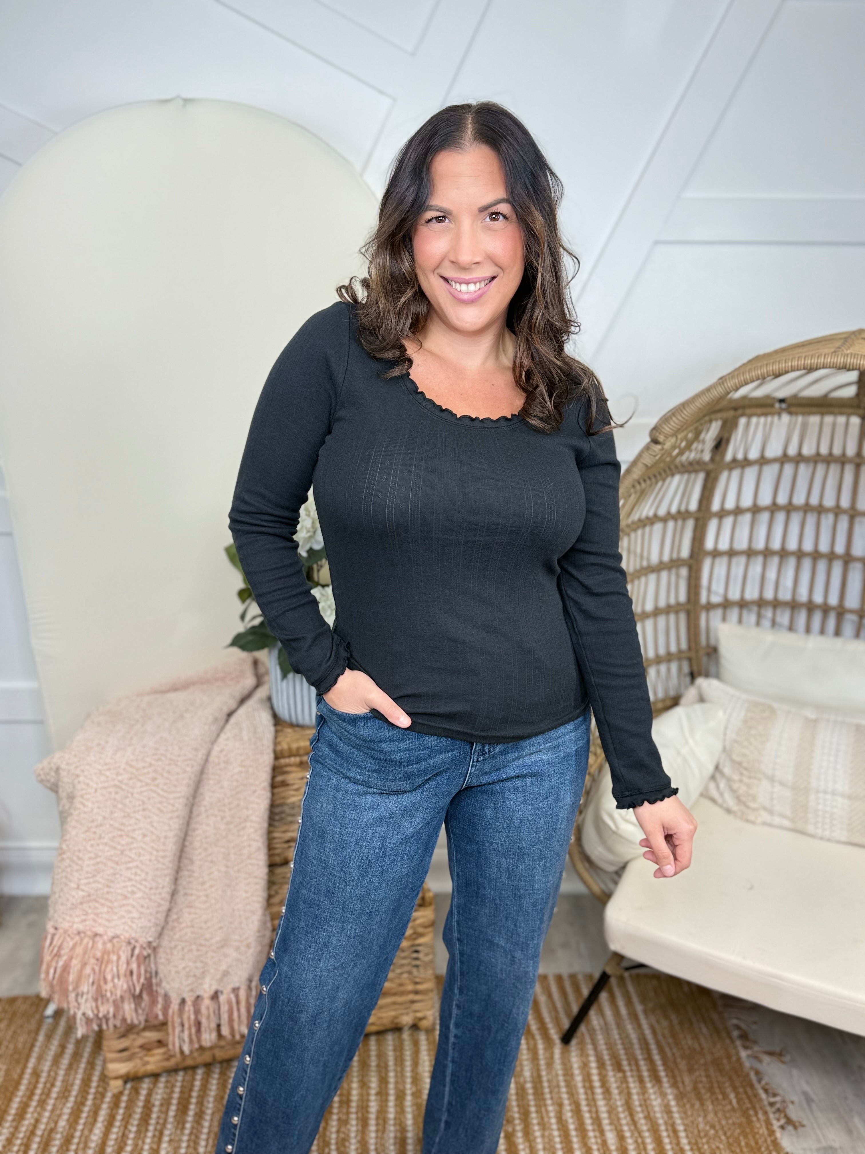 Carry On Long Sleeve Top-120 Long Sleeve Tops-White Birch-Heathered Boho Boutique, Women's Fashion and Accessories in Palmetto, FL