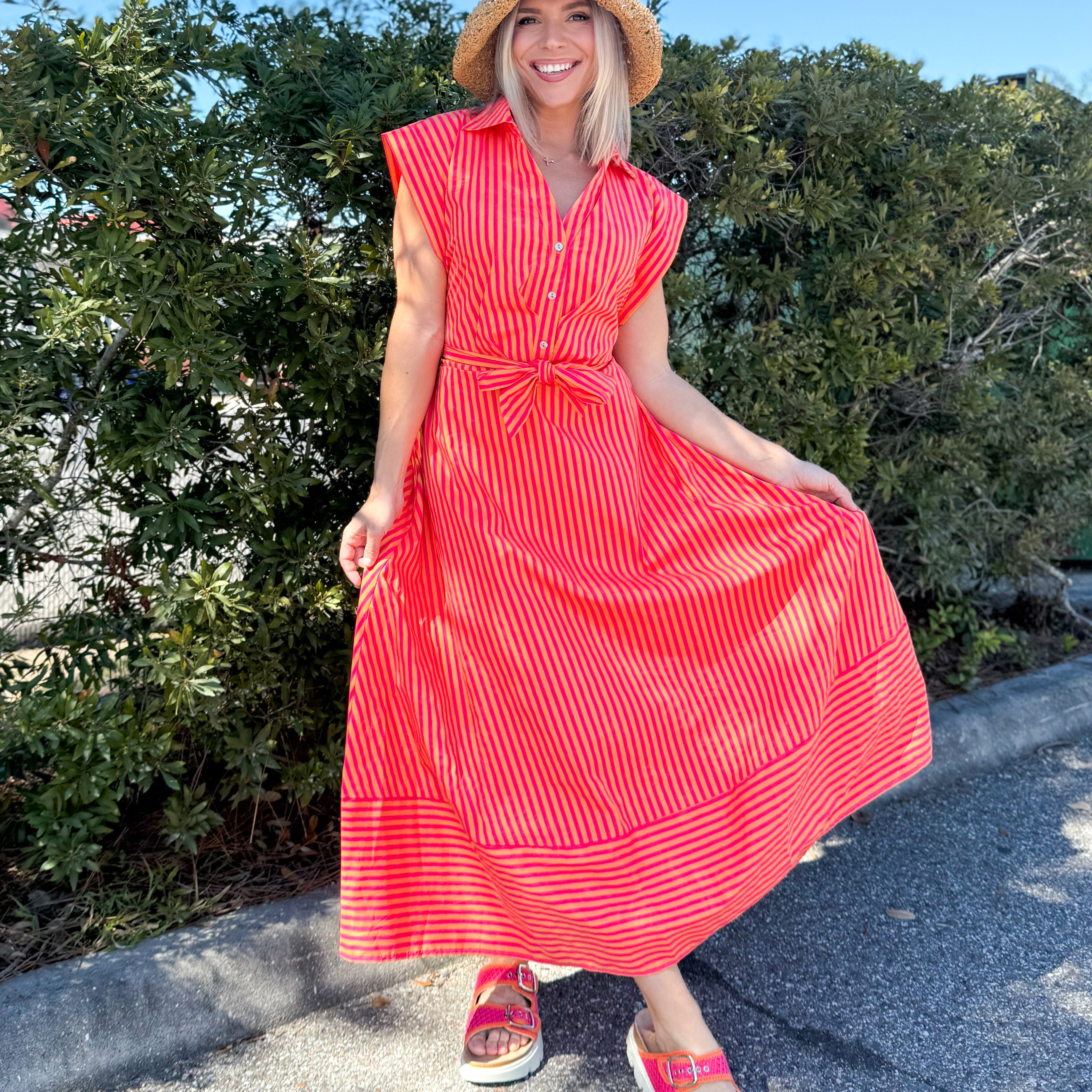 Practical Woman Dress-230 DRESSES/JUMPSUITS/ROMPERS-ENTRO-Heathered Boho Boutique, Women's Fashion and Accessories in Palmetto, FL