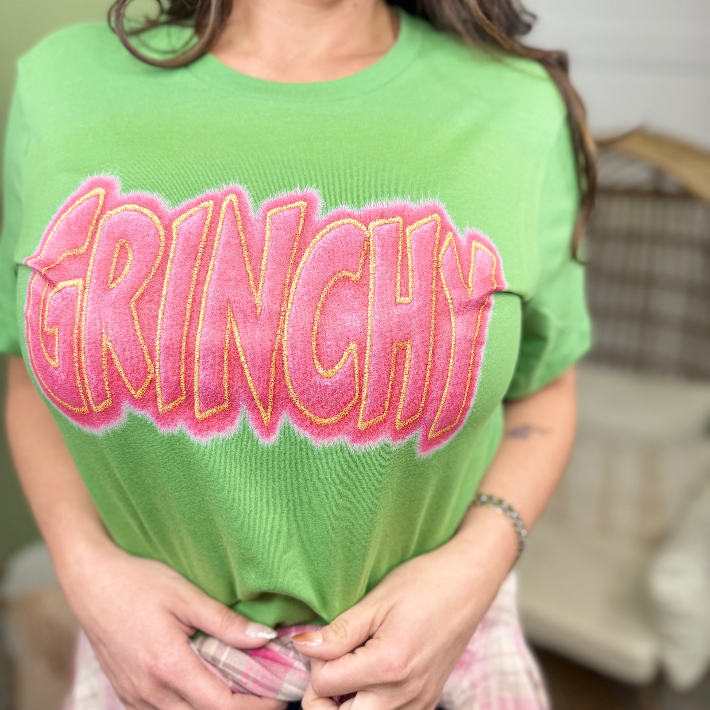 Grinchy Graphic Tee-130 Graphic Tees-Heathered Boho-Heathered Boho Boutique, Women's Fashion and Accessories in Palmetto, FL