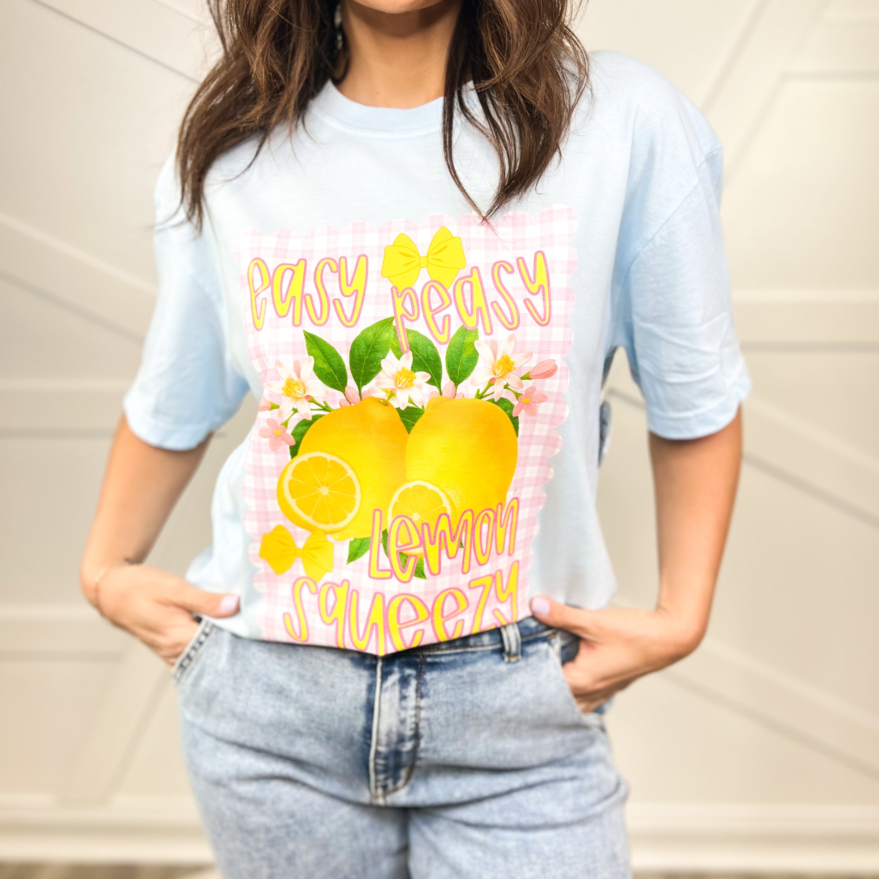 Easy Peasy Lemon Squeezy Graphic Tee-130 Graphic Tees-Heathered Boho-Heathered Boho Boutique, Women's Fashion and Accessories in Palmetto, FL