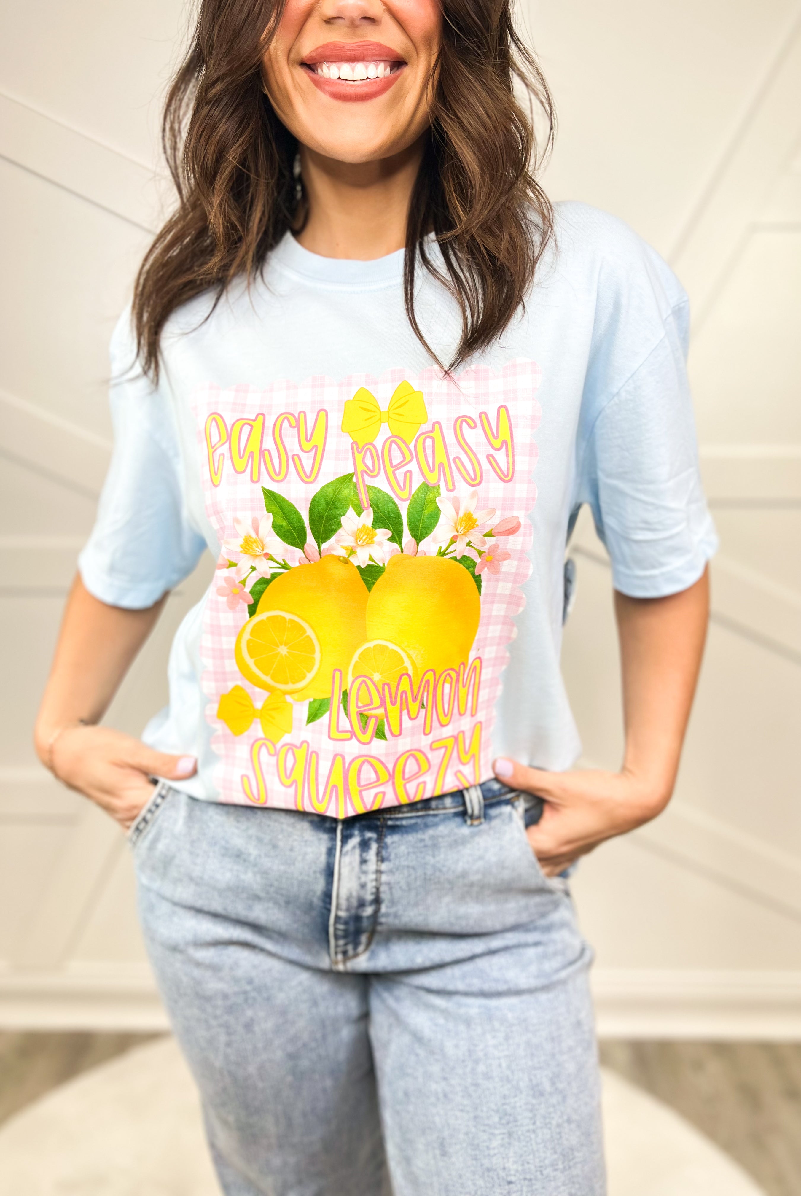 Easy Peasy Lemon Squeezy Graphic Tee-130 Graphic Tees-Heathered Boho-Heathered Boho Boutique, Women's Fashion and Accessories in Palmetto, FL