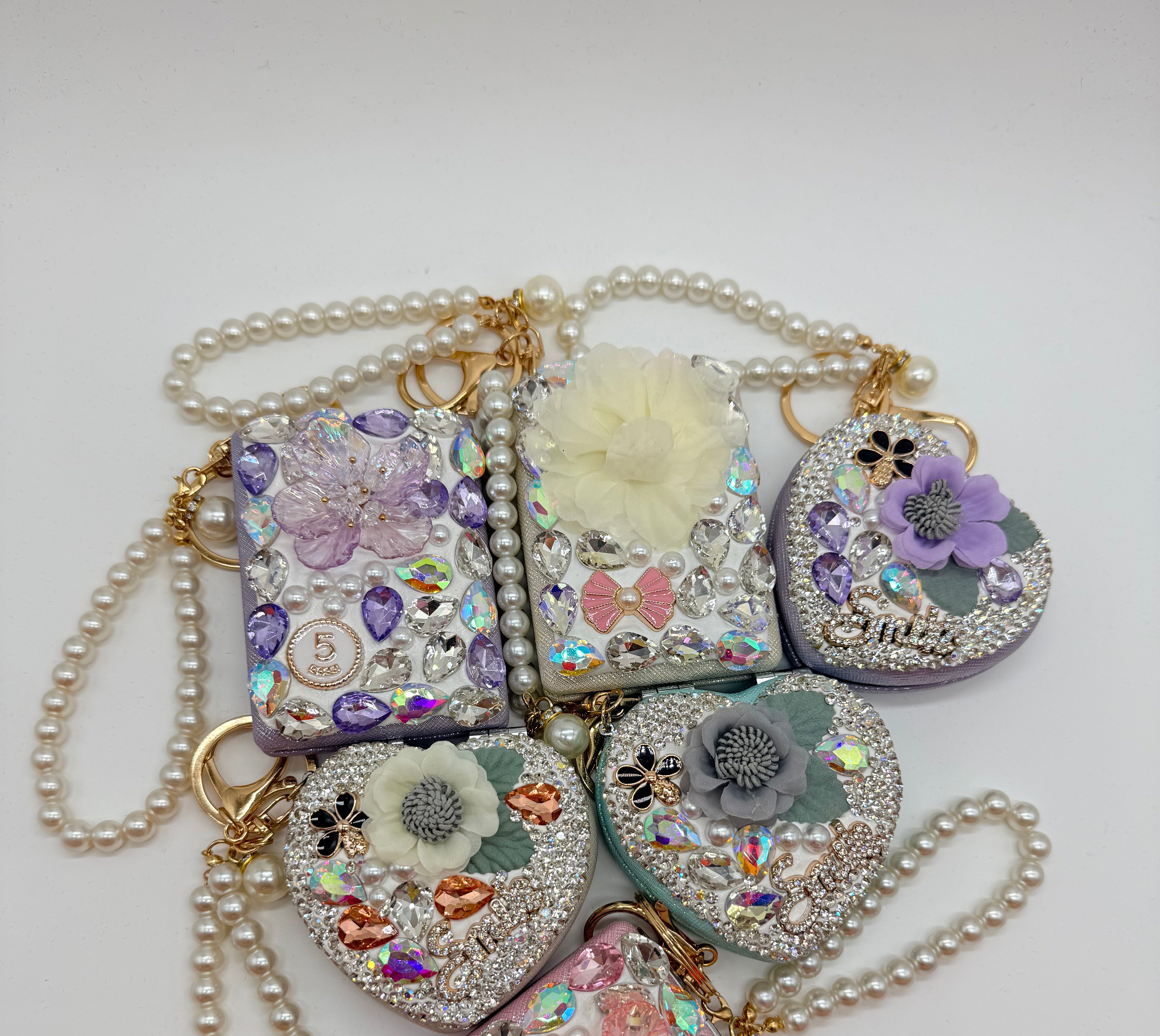 Crystal Bloom Mirror Purse Charm-Heathered Boho-Heathered Boho Boutique, Women's Fashion and Accessories in Palmetto, FL