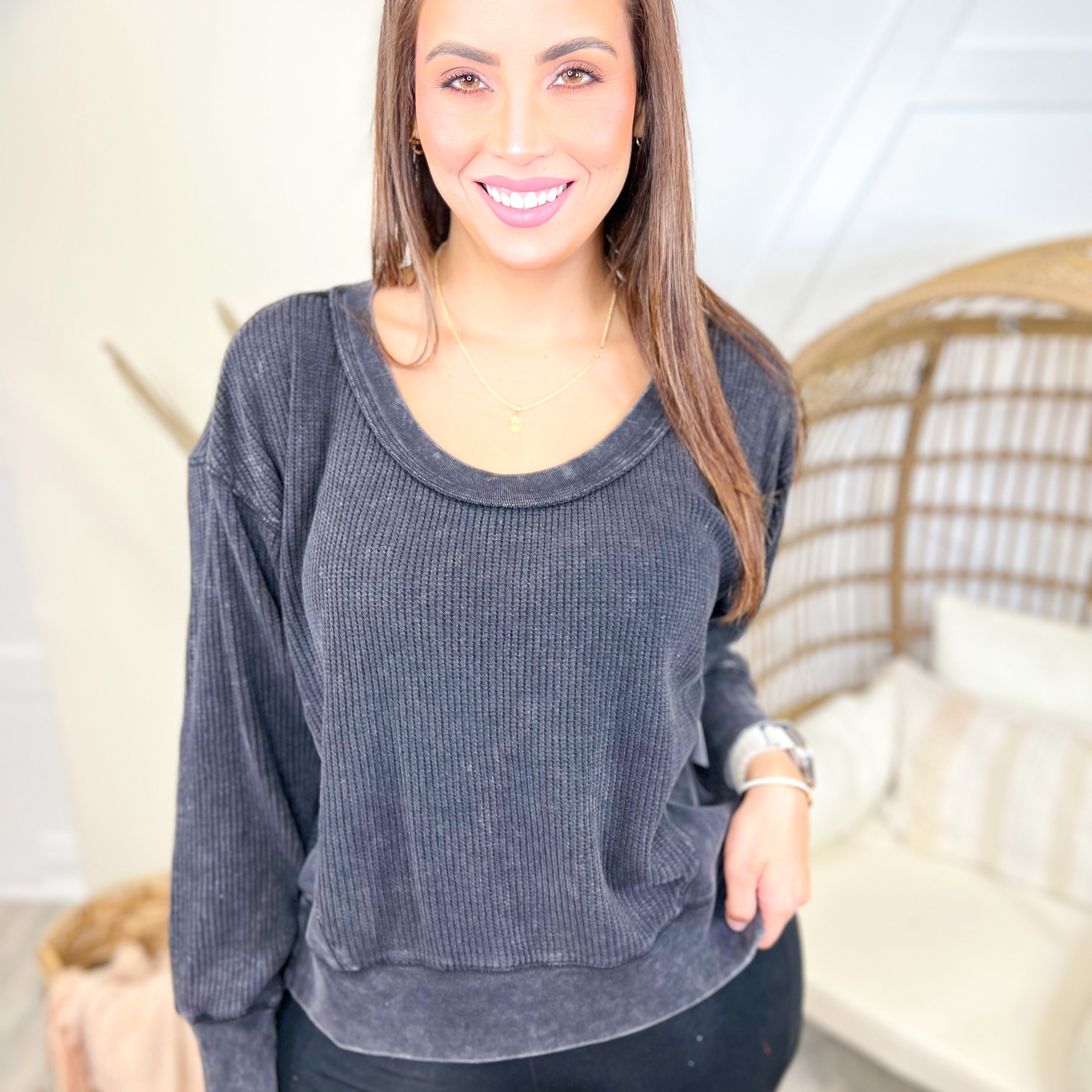 Restock: Call It Casual Top-120 LONG SLEEVE TOPS-HYFIVE-Heathered Boho Boutique, Women's Fashion and Accessories in Palmetto, FL