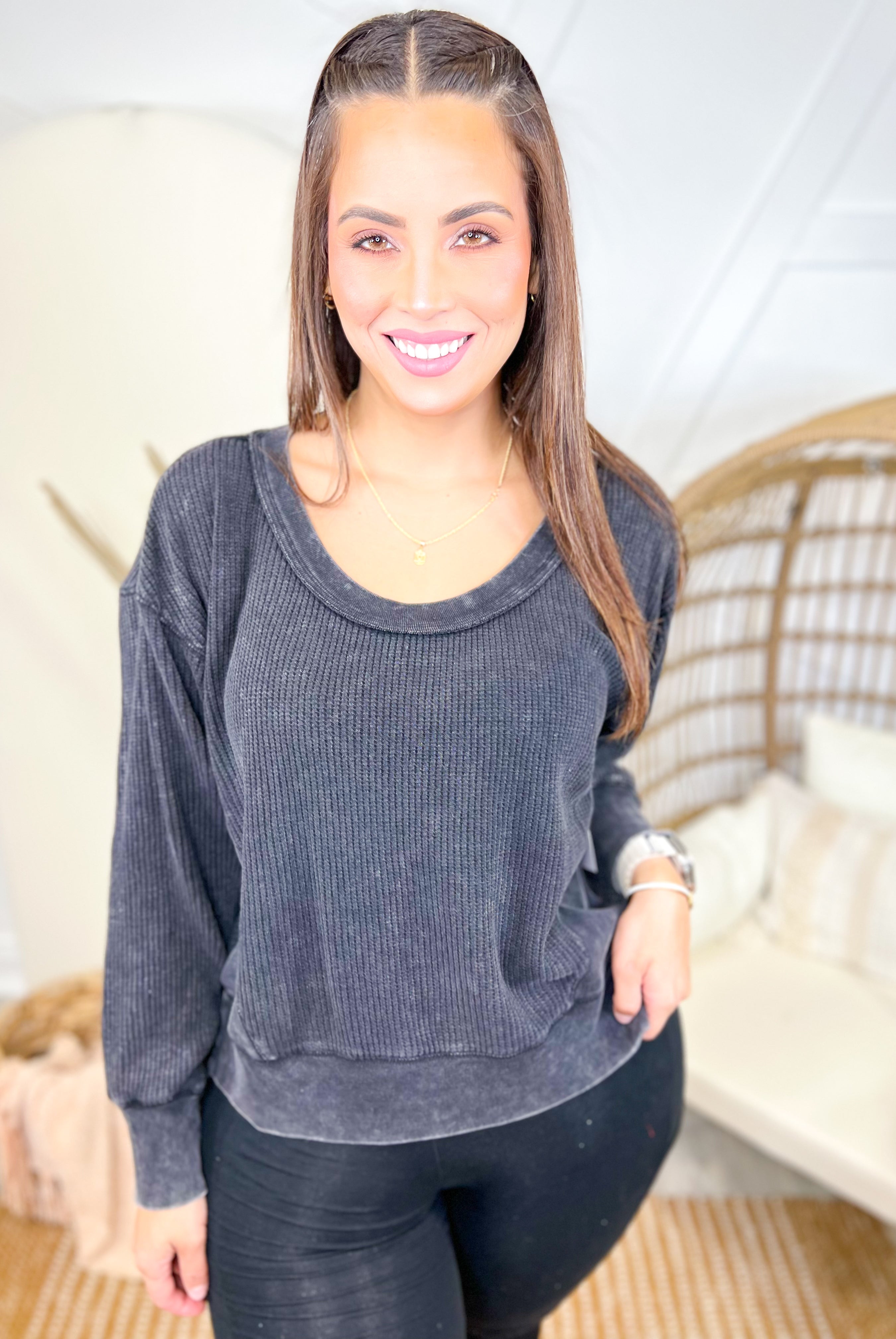 Restock: Call It Casual Top-120 LONG SLEEVE TOPS-HYFIVE-Heathered Boho Boutique, Women's Fashion and Accessories in Palmetto, FL