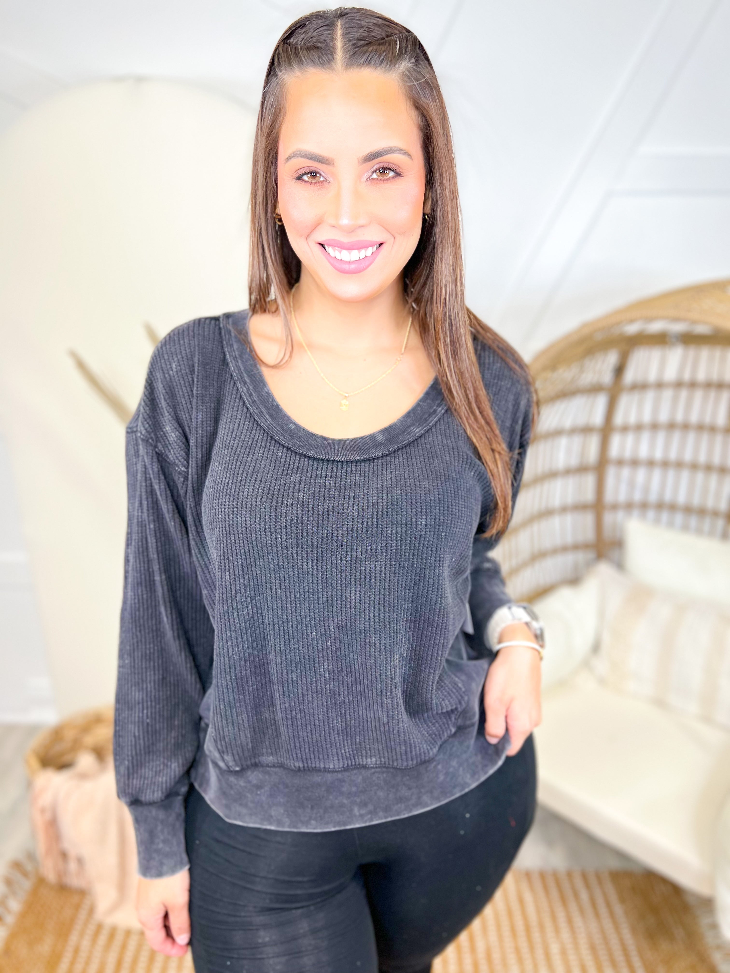 Restock: Call It Casual Top-120 LONG SLEEVE TOPS-HYFIVE-Heathered Boho Boutique, Women's Fashion and Accessories in Palmetto, FL
