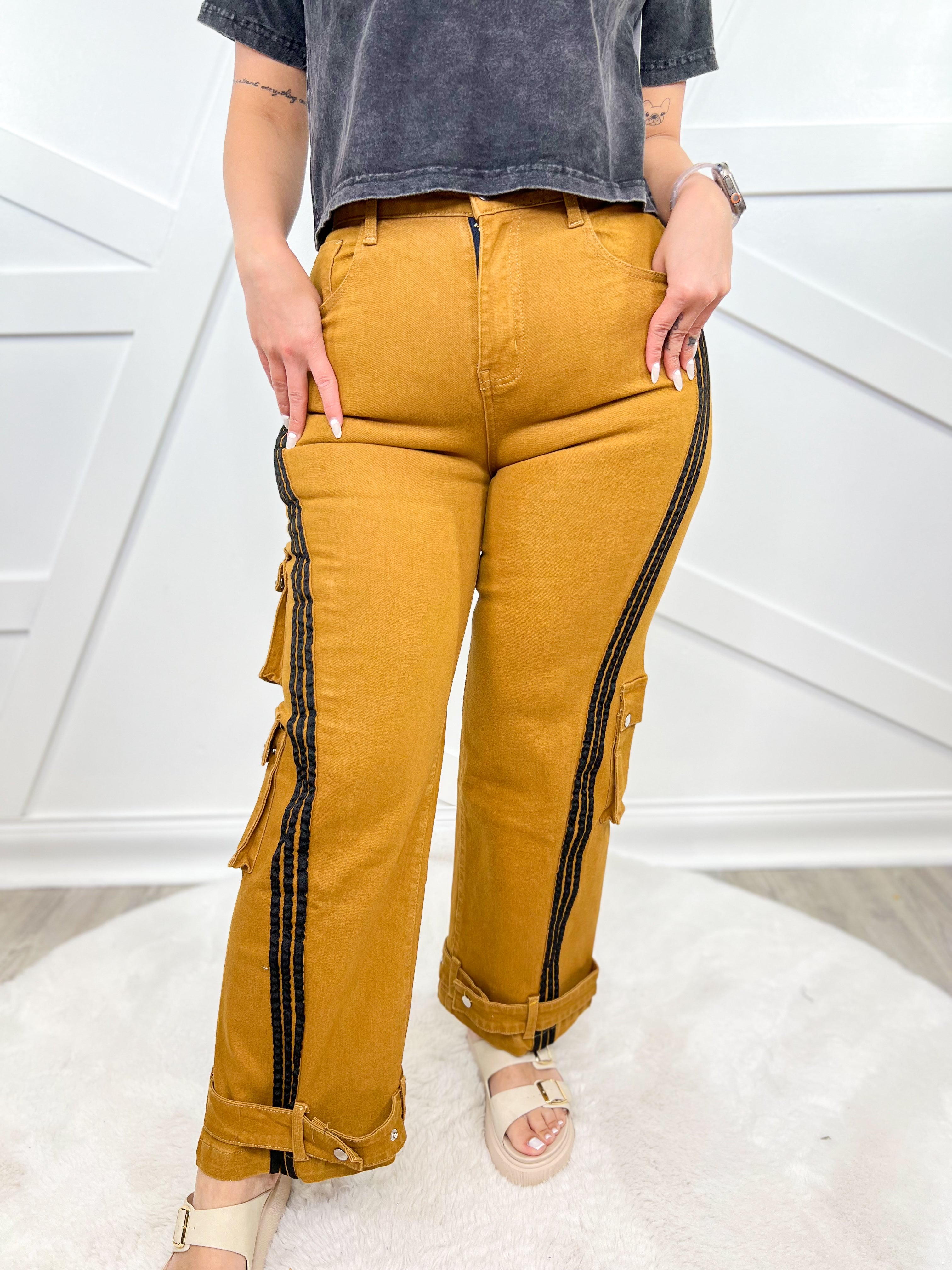 Lucky Ones Cargo Jeans-190 Jeans-Voguish-Heathered Boho Boutique, Women's Fashion and Accessories in Palmetto, FL