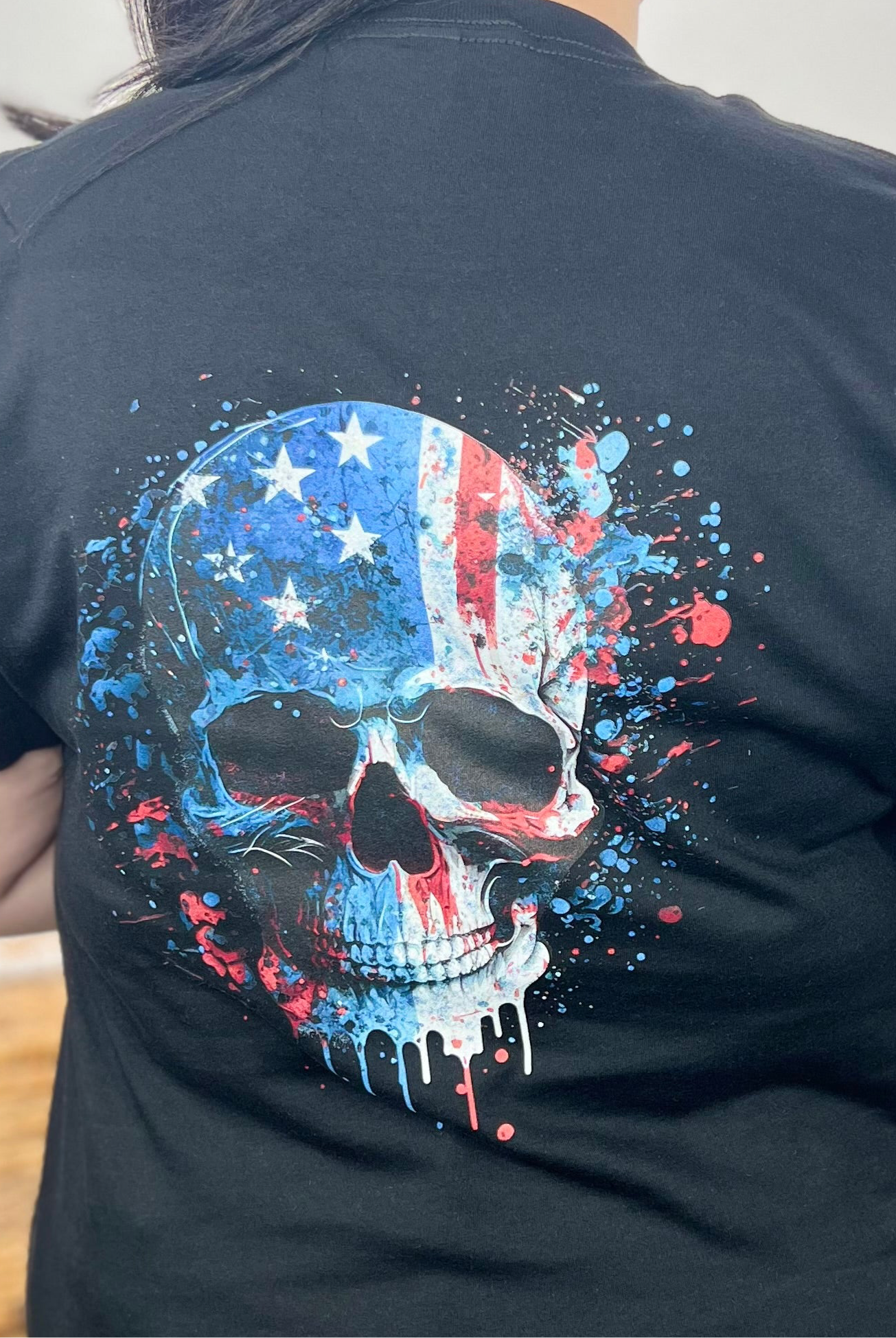 American Flag Skull Graphic Tee-130 Graphic Tees-Heathered Boho-Heathered Boho Boutique, Women's Fashion and Accessories in Palmetto, FL