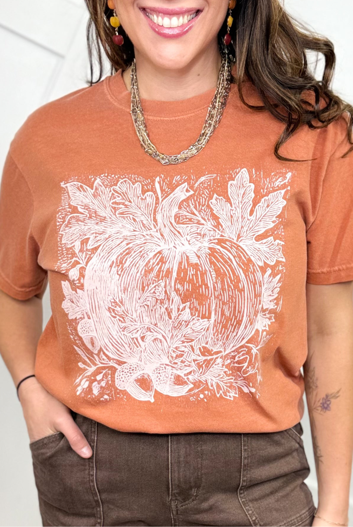 Pumpkin Linework Sketch-130 Graphic Tees-Heathered Boho-Heathered Boho Boutique, Women's Fashion and Accessories in Palmetto, FL