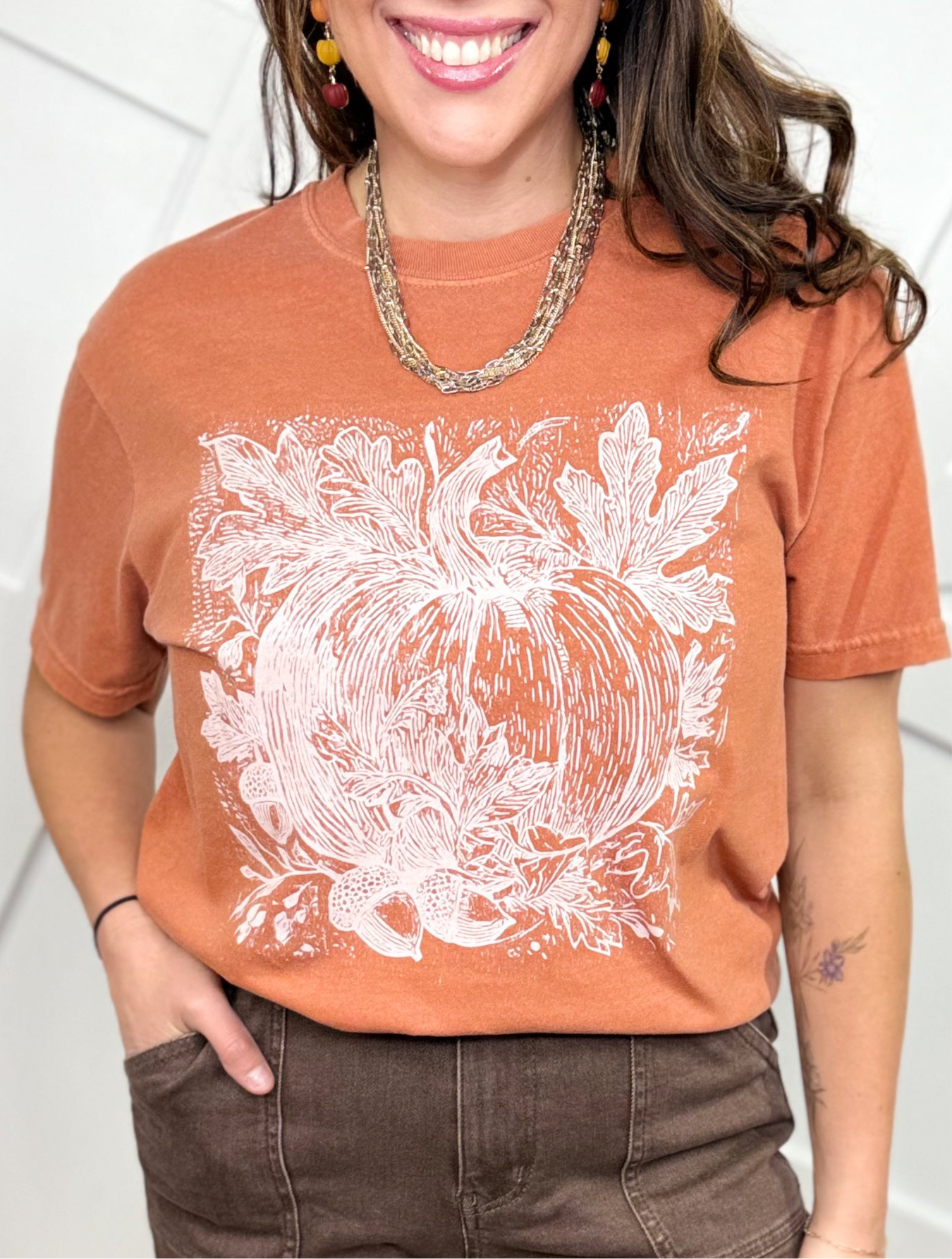 Pumpkin Linework Sketch-130 Graphic Tees-Heathered Boho-Heathered Boho Boutique, Women's Fashion and Accessories in Palmetto, FL