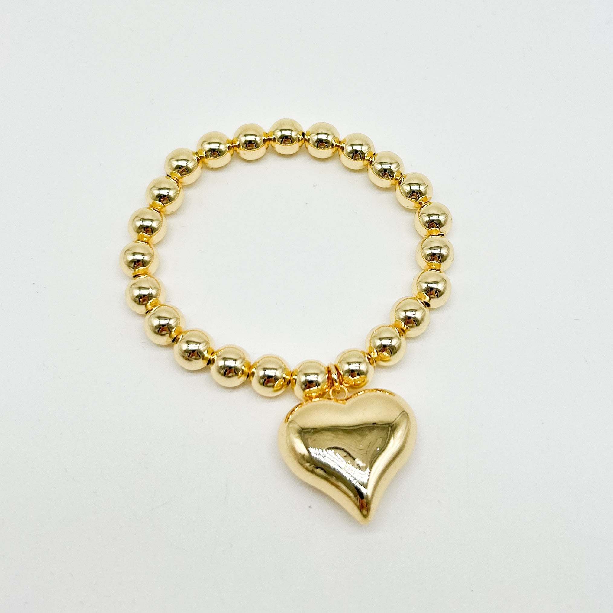 Puff Heart Stretch Bracelet-310 Jewelry-JOSEPH ANTHONY NY, INC.-Heathered Boho Boutique, Women's Fashion and Accessories in Palmetto, FL