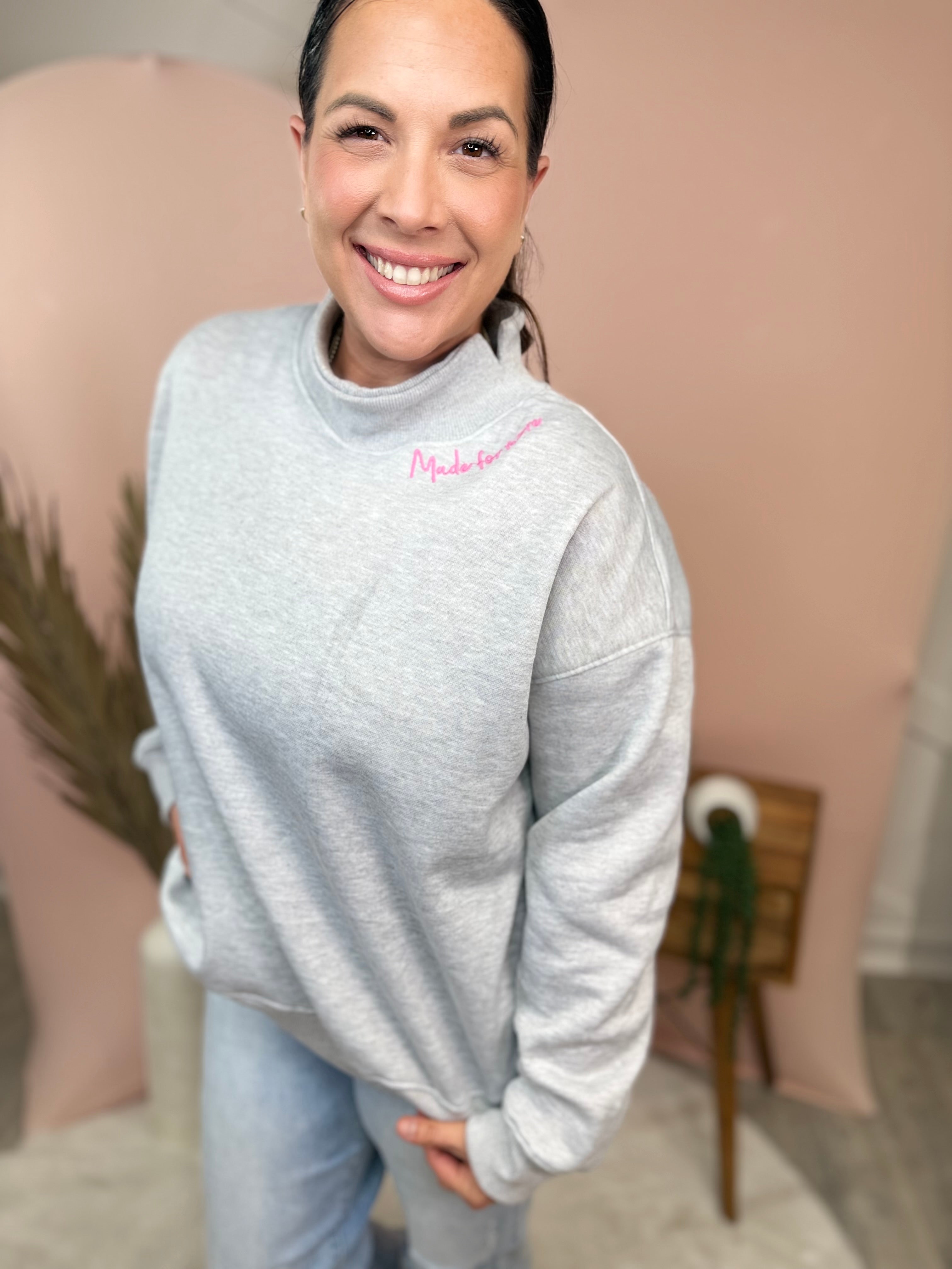 Made for More Cloud Embroidered Sweatshirt-125 Sweater-Heathered Boho-Heathered Boho Boutique, Women's Fashion and Accessories in Palmetto, FL