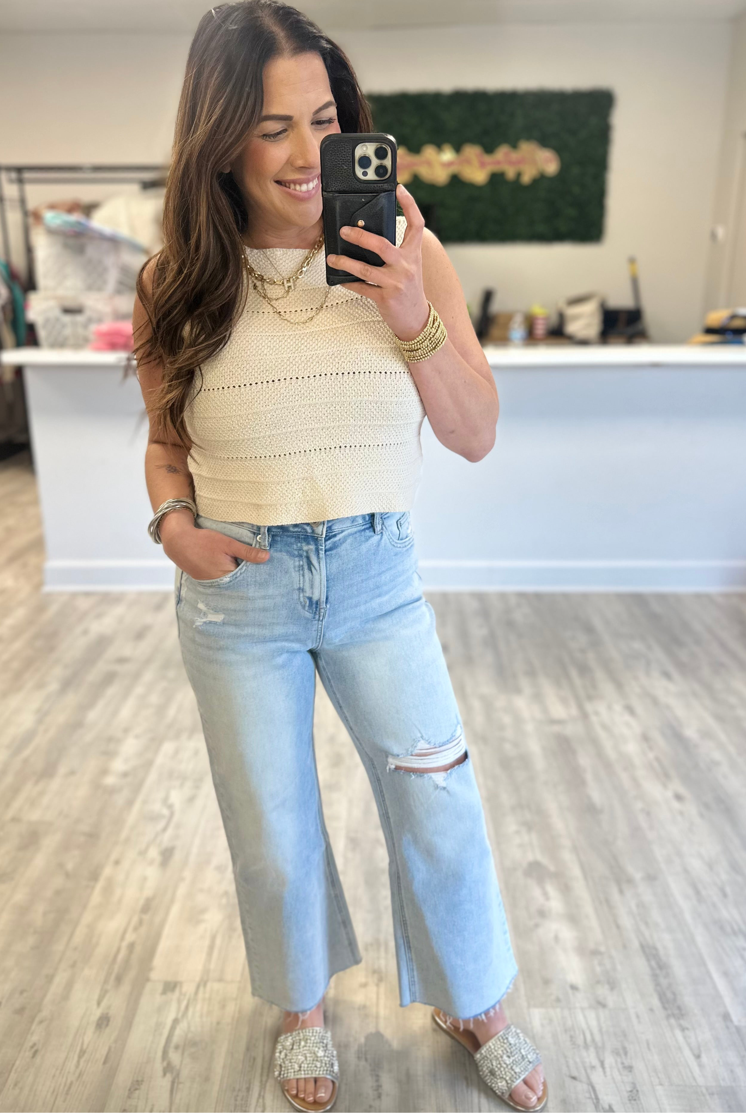 Cloudy Days Wide Leg Jeans by Mica Denim-190 Jeans-Mica Denim-Heathered Boho Boutique, Women's Fashion and Accessories in Palmetto, FL
