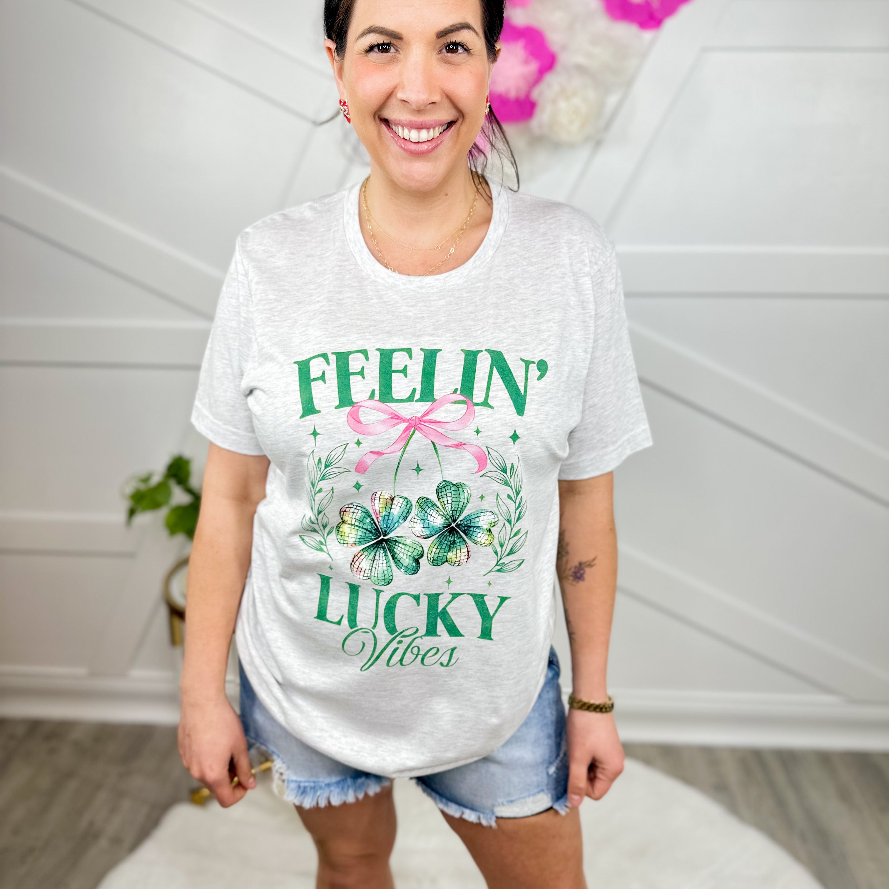 Feeling Lucky Disco Graphic Tee-130 Graphic Tees-Heathered Boho-Heathered Boho Boutique, Women's Fashion and Accessories in Palmetto, FL